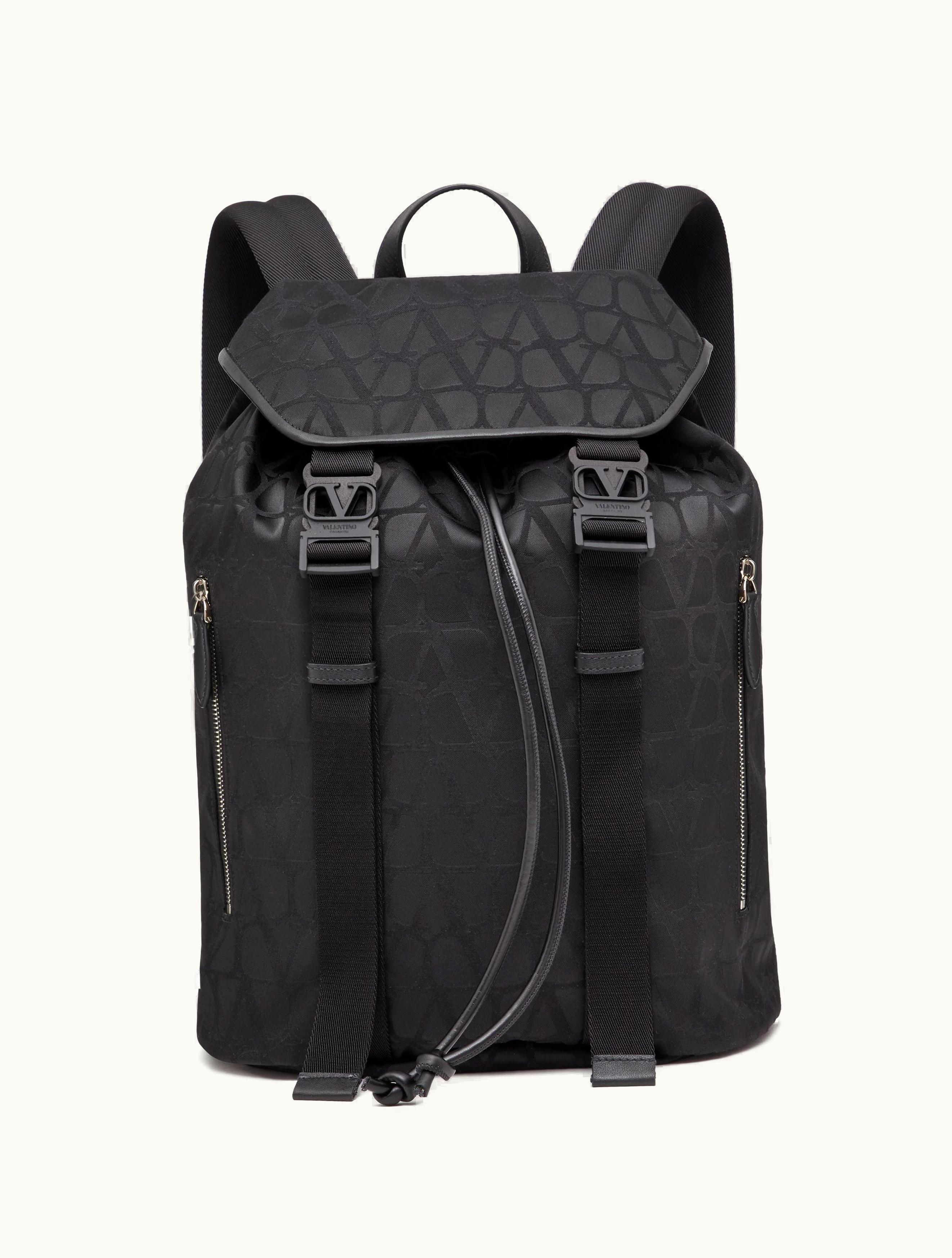 Valentino Valentino Black Iconographe Nylon Backpack For Man In Black