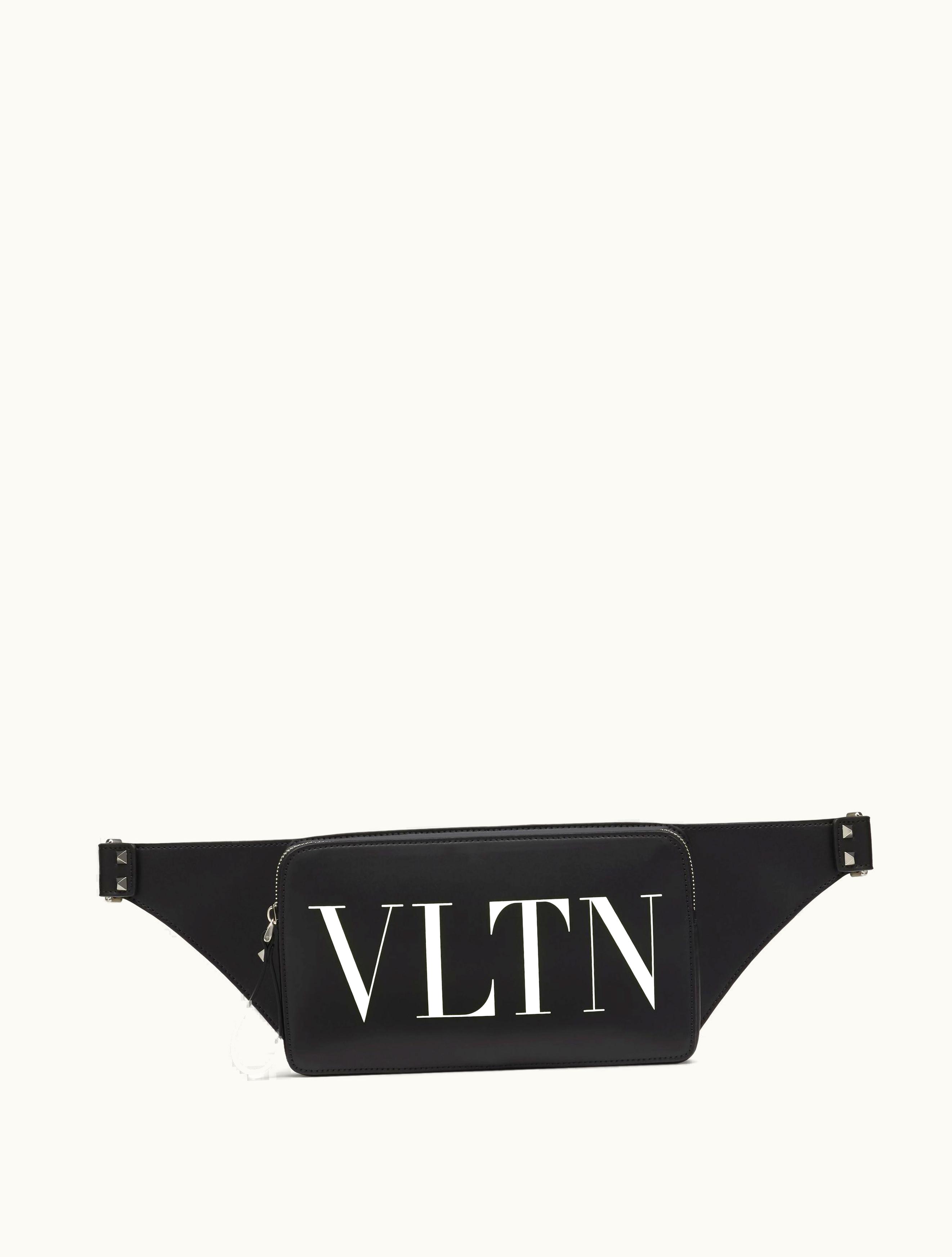 Valentino Valentino Leather Vltn Belt Bag For Man In Black
