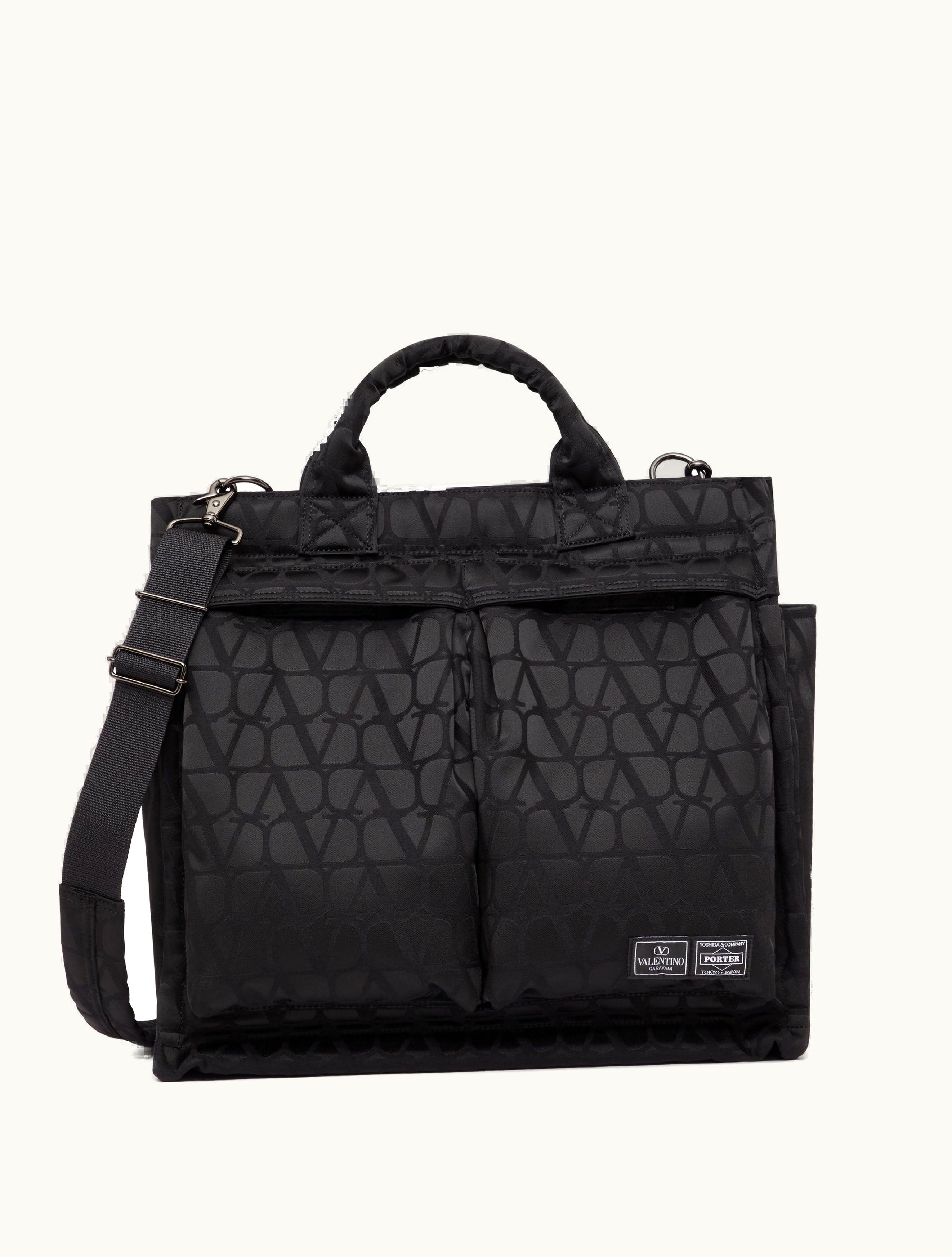 Valentino Valentino Garavani And Porter 2way Vertical Tote Bag For Man In Black