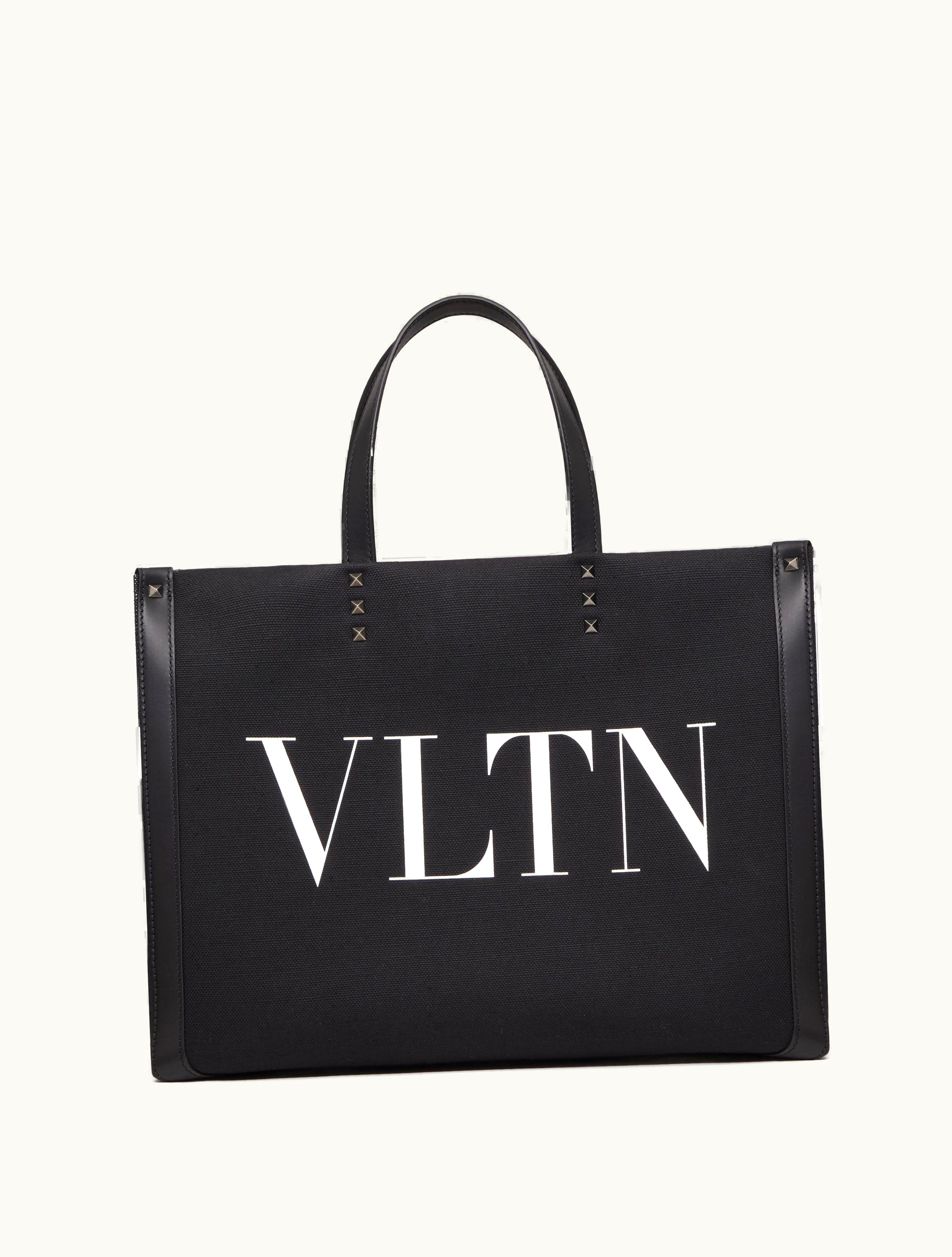 Valentino Valentino Vltn Ecolab Medium Canvas Shopper For Man In Black
