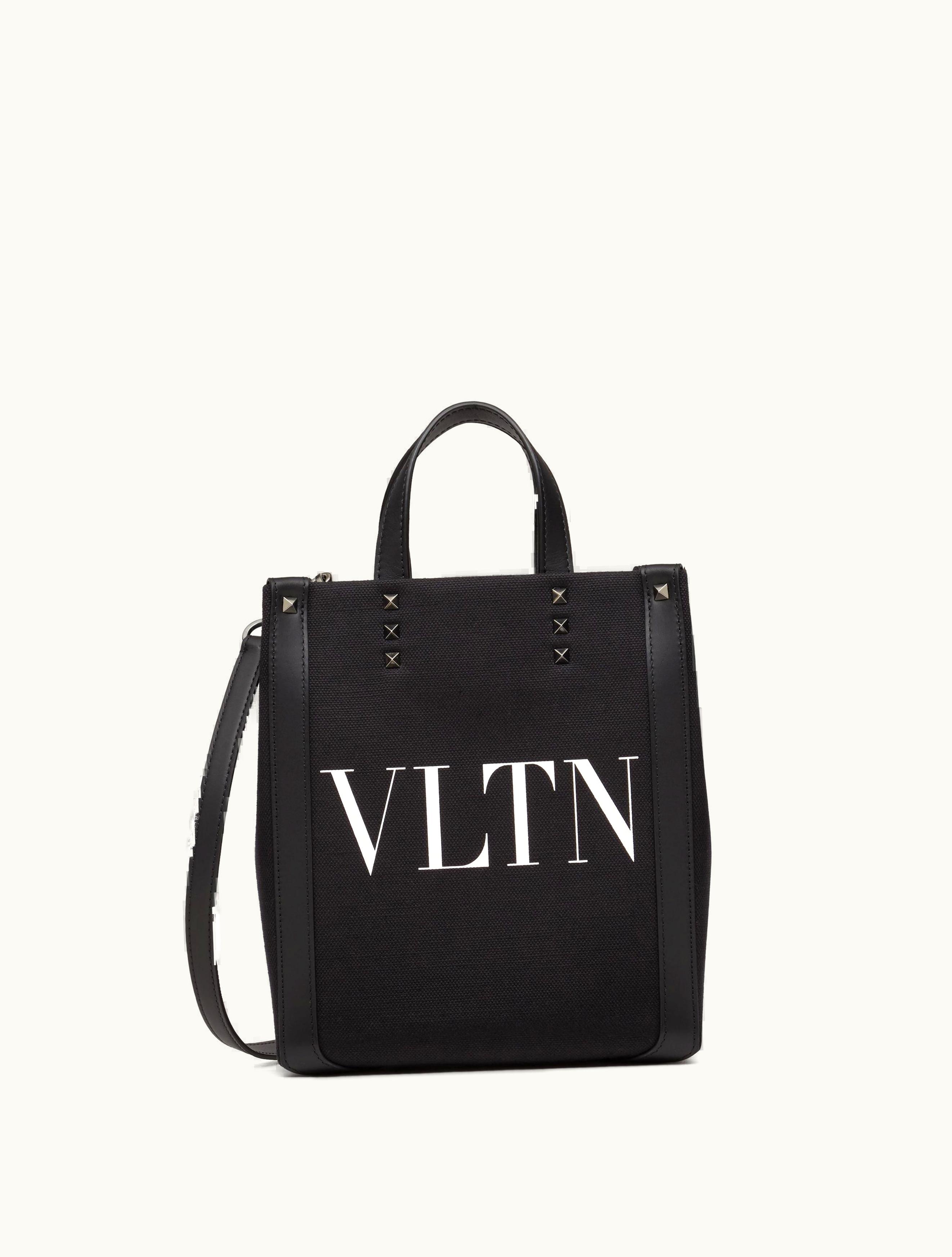 Valentino Valentino Vltn Ecolab Mini Canvas Shopper For Man In Black