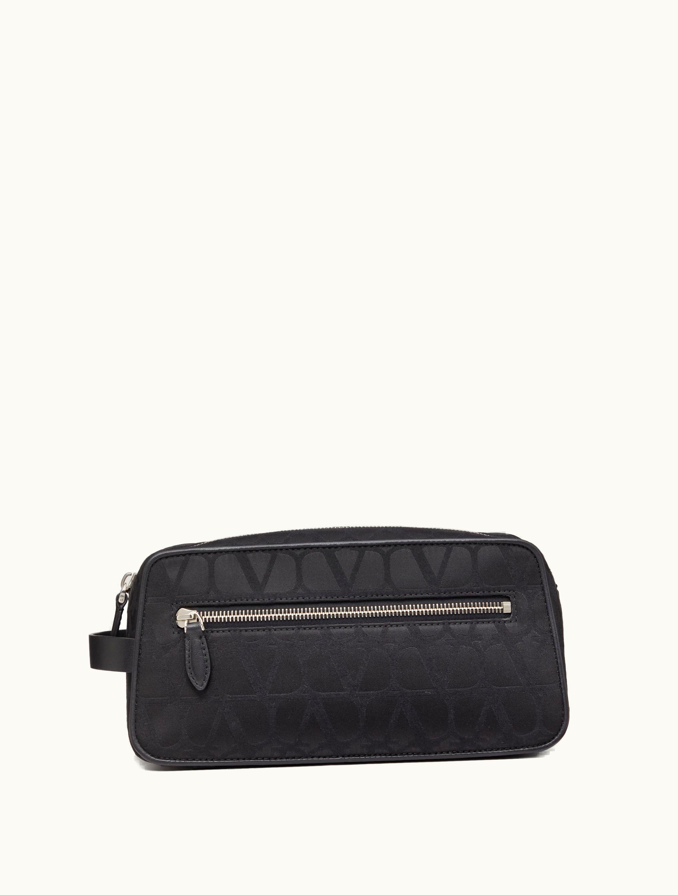 Valentino Valentino Black Iconographe Washbag In Nylon For Man In Black