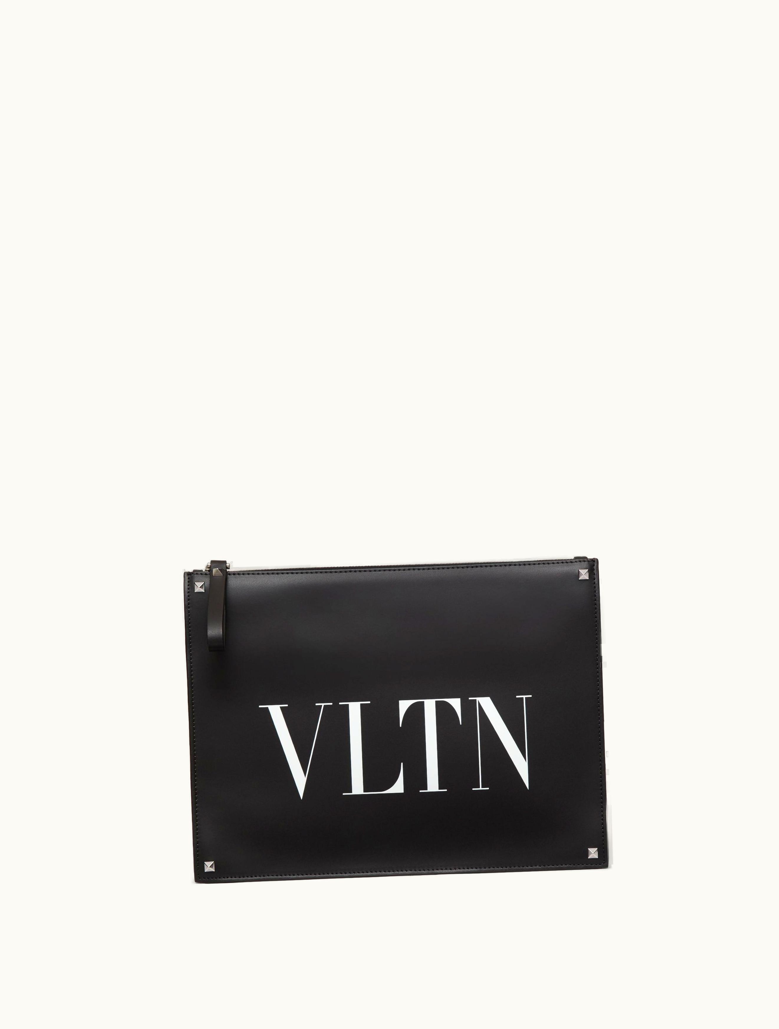 Valentino Valentino Vltn Leather Clutch For Man In Black