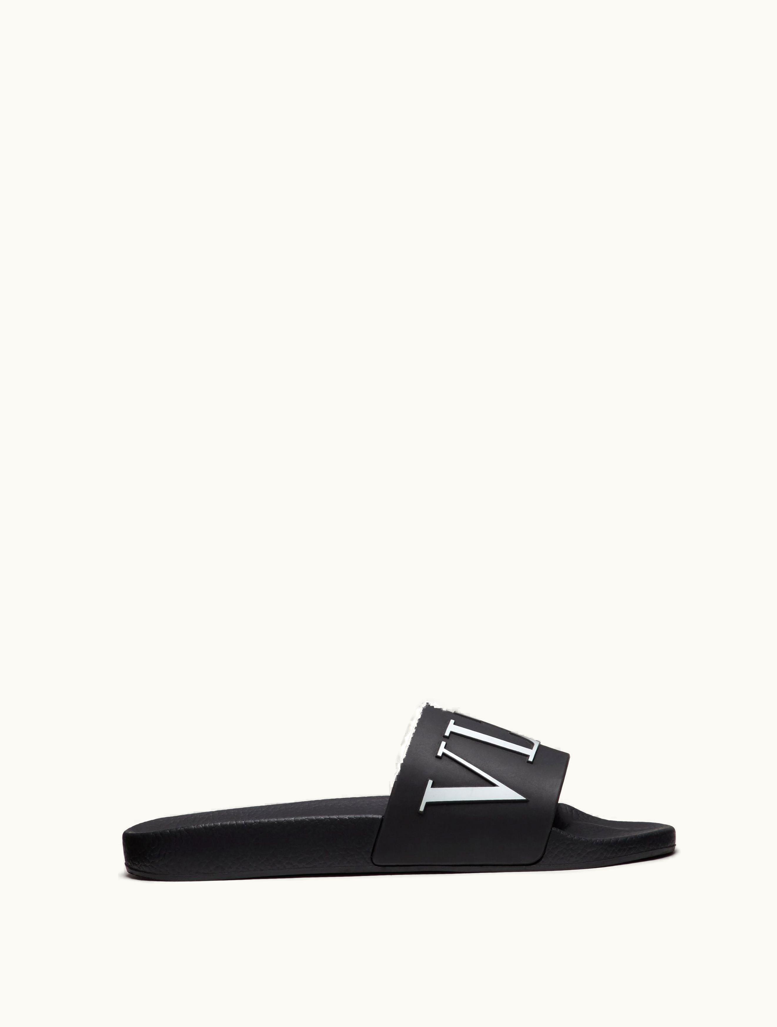 Valentino Valentino Vltn Rubber Slider Sandal For Man In Black