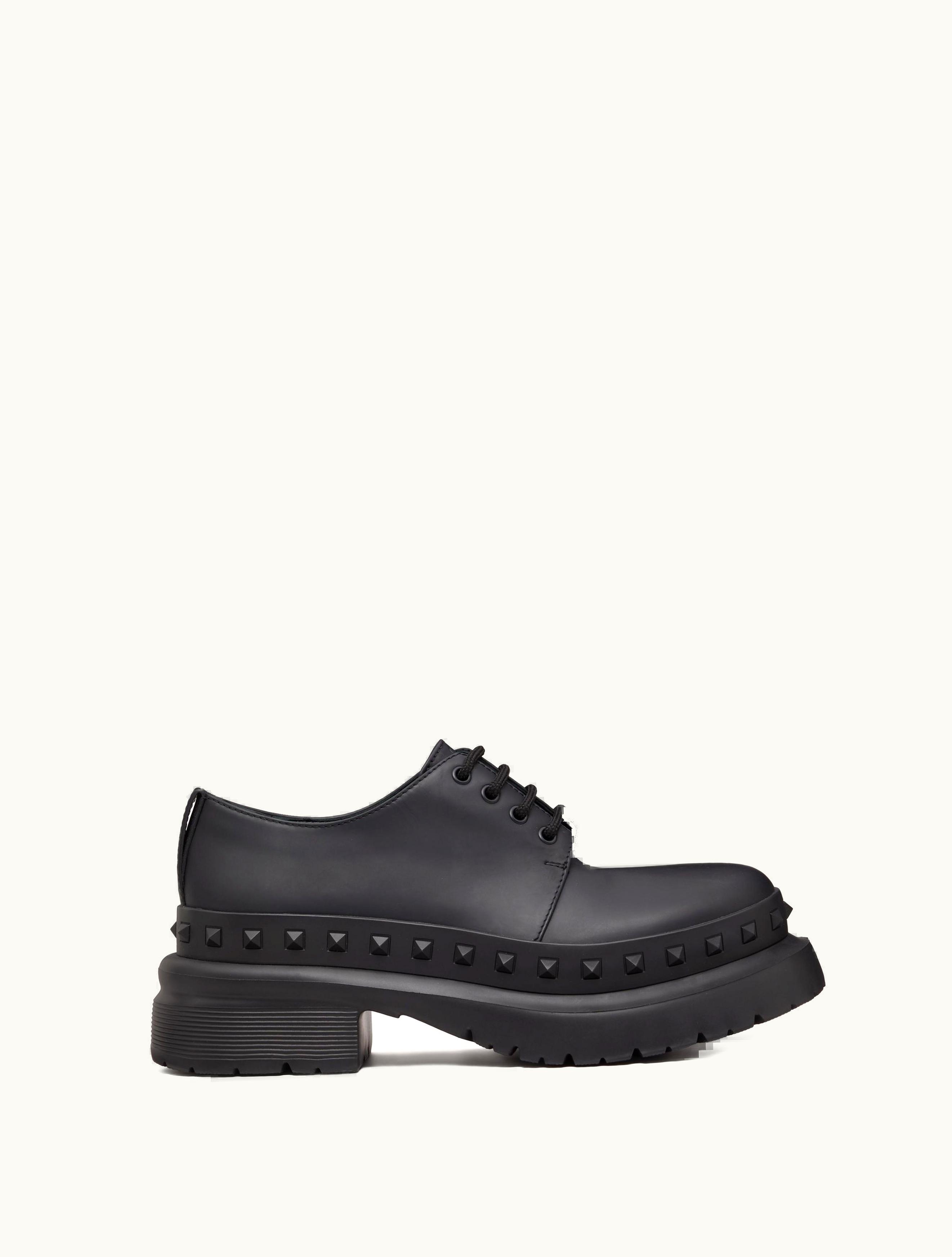 Valentino Valentino M-way Rockstud Derby In Calfskin For Man In Black BLACK