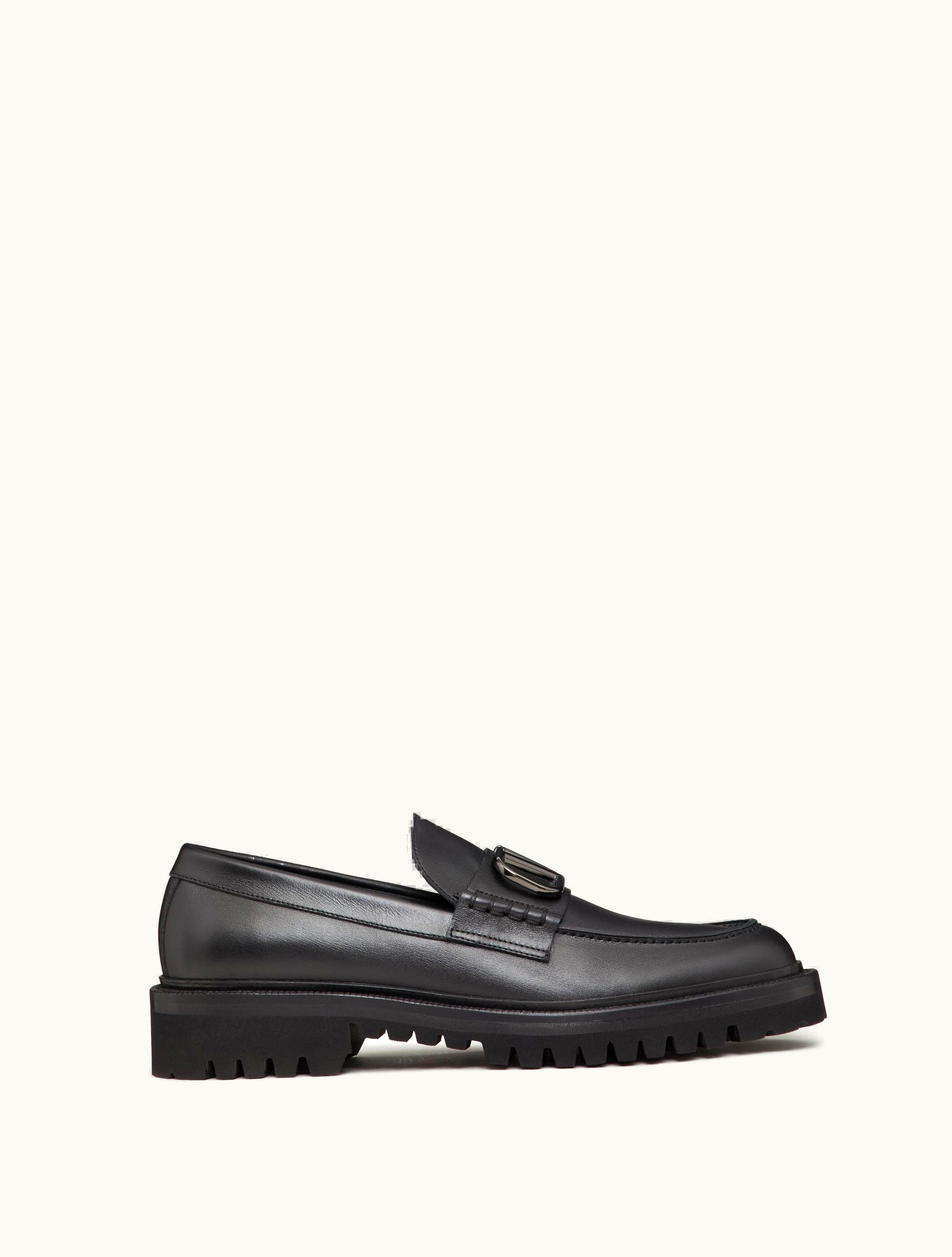 Valentino Valentino Vlogo Signature Calfskin Loafer For Man In Black