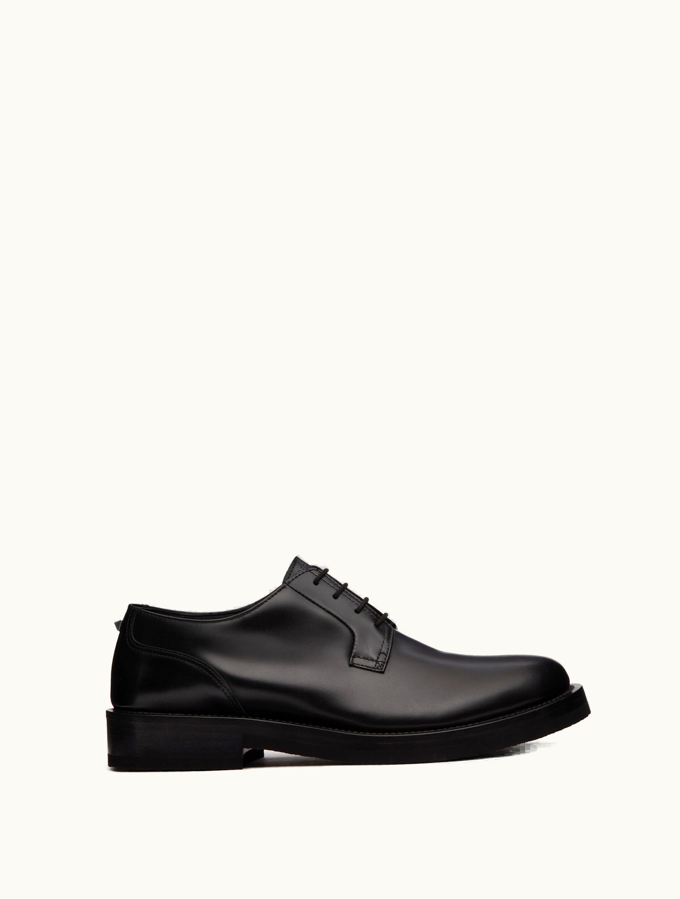 Valentino Valentino Rockstud Essential Calf Leather Derby For Man In Black