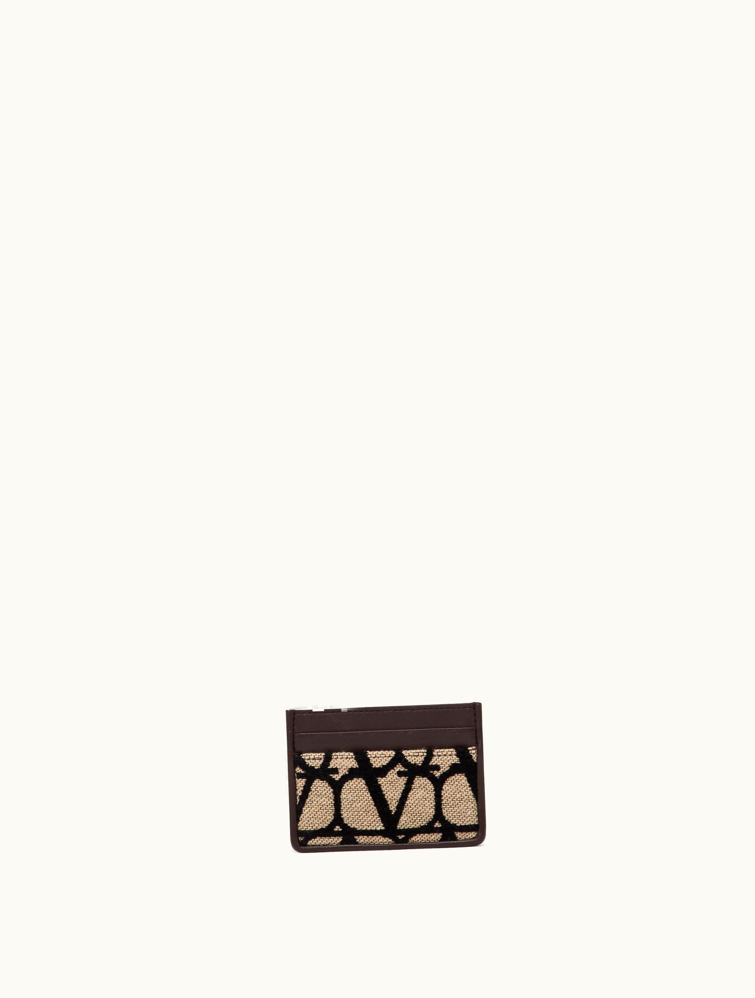 Valentino Valentino Toile Iconographe Cardholder With Leather Details For Man In Fondantblack