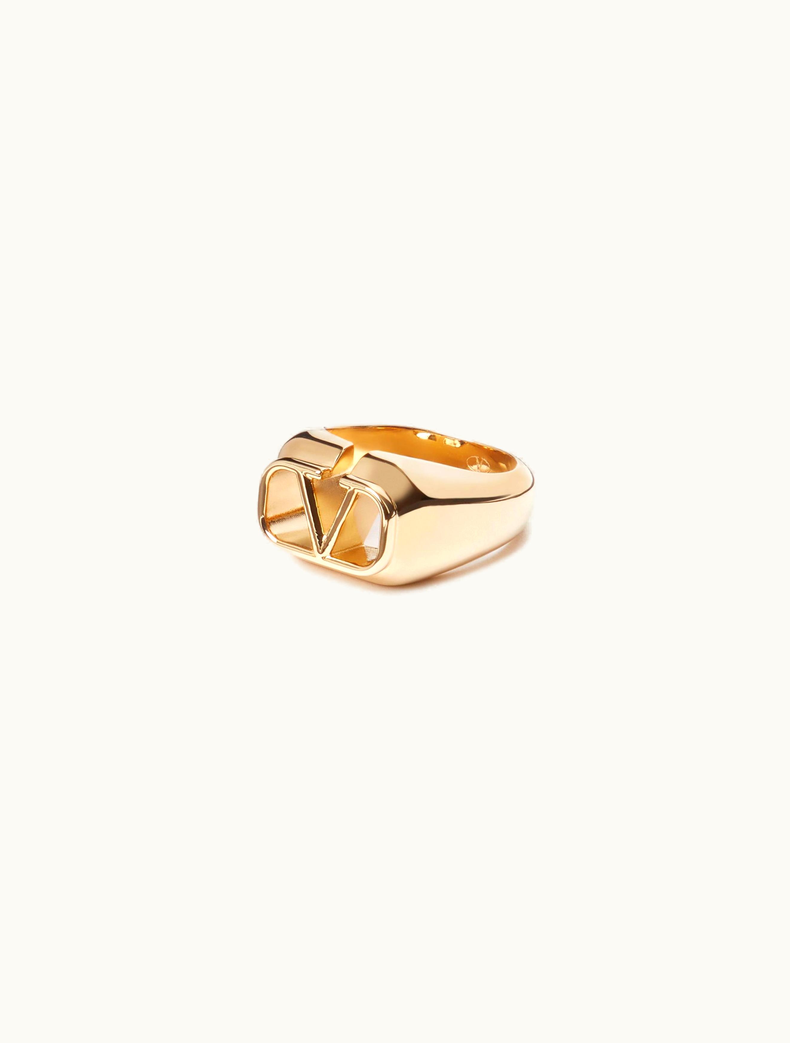 Valentino Valentino Vlogo Signature Metal Ring For Man In Gold YJ0P63MET_CS4