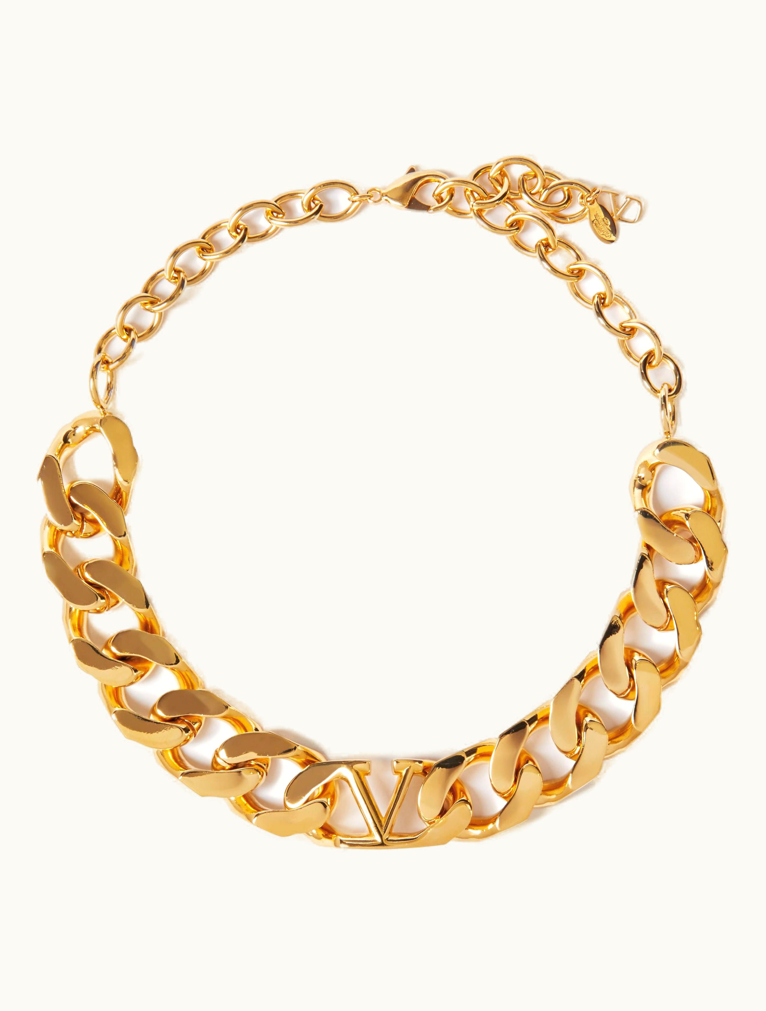 Valentino Valentino Vlogo Metal Chain Choker For Man In Gold