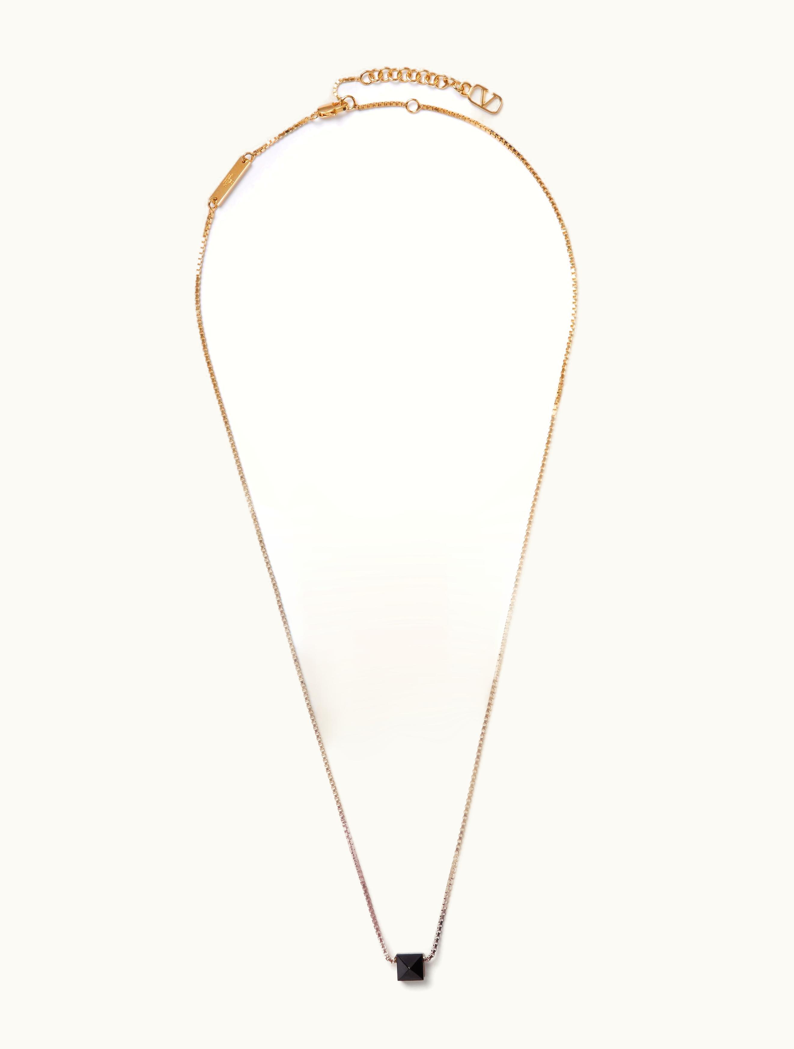 Valentino Valentino Rockstud Metal And Resin Necklace For Man In Black / Gold