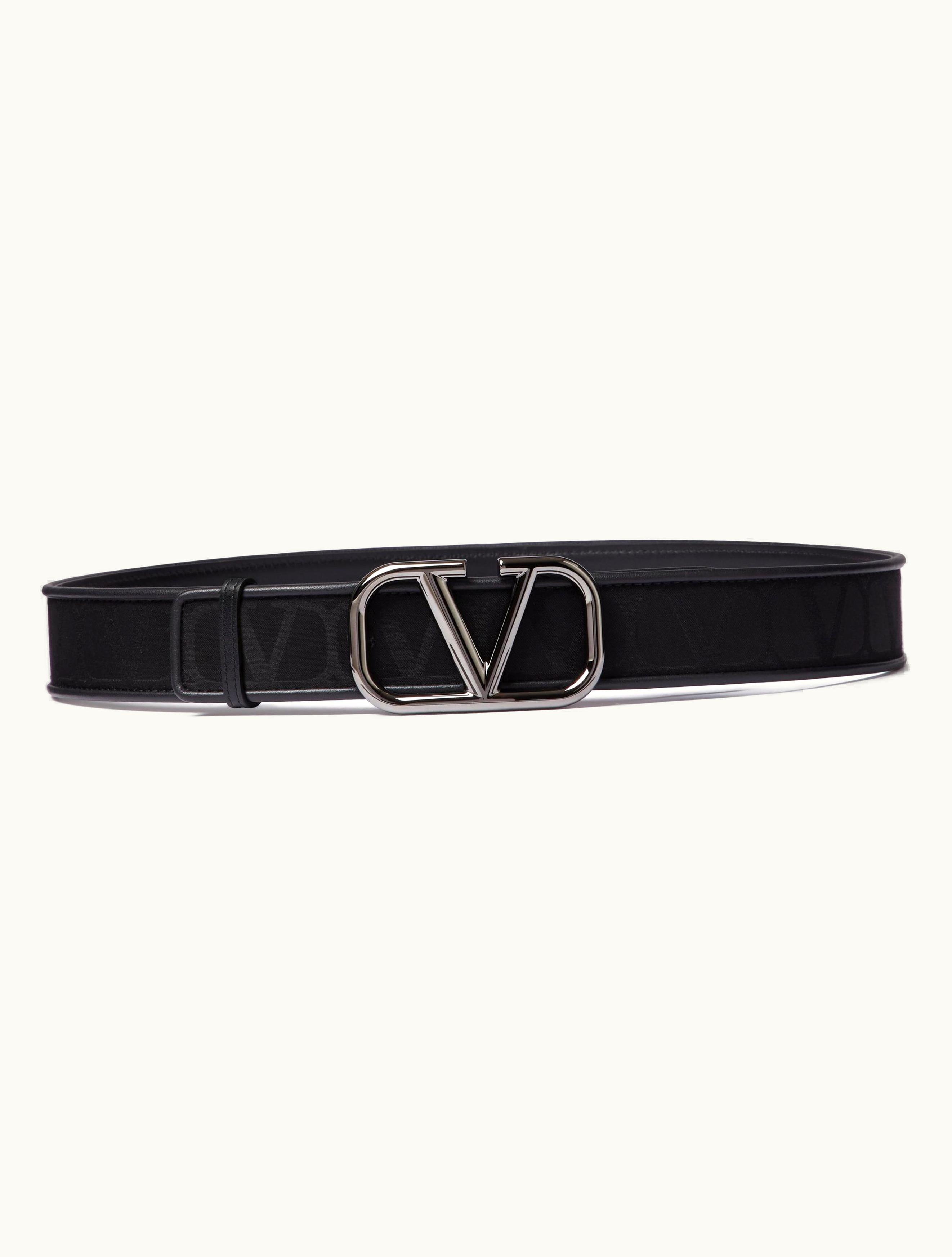 Valentino Valentino Toile Iconographe Belt In Technical Fabric With Leather Details For Man In Black
