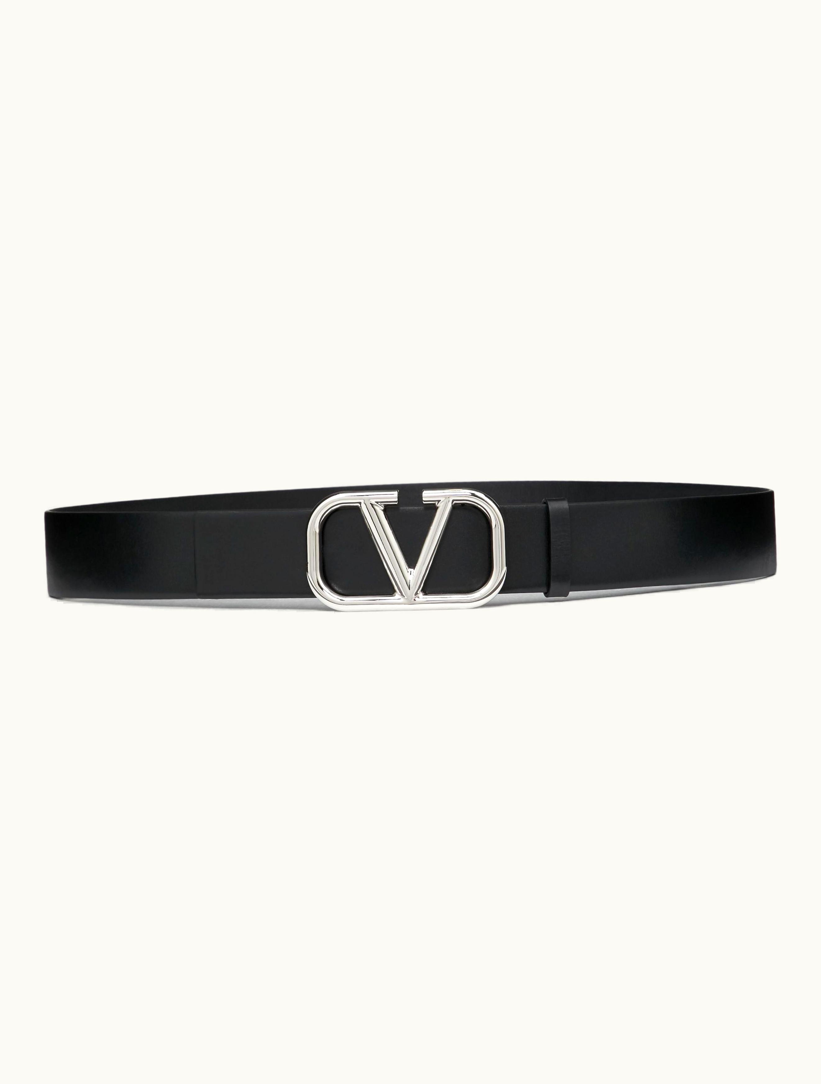 Valentino Valentino Vlogo Signature Calfskin Belt 40 MM For Man In Black