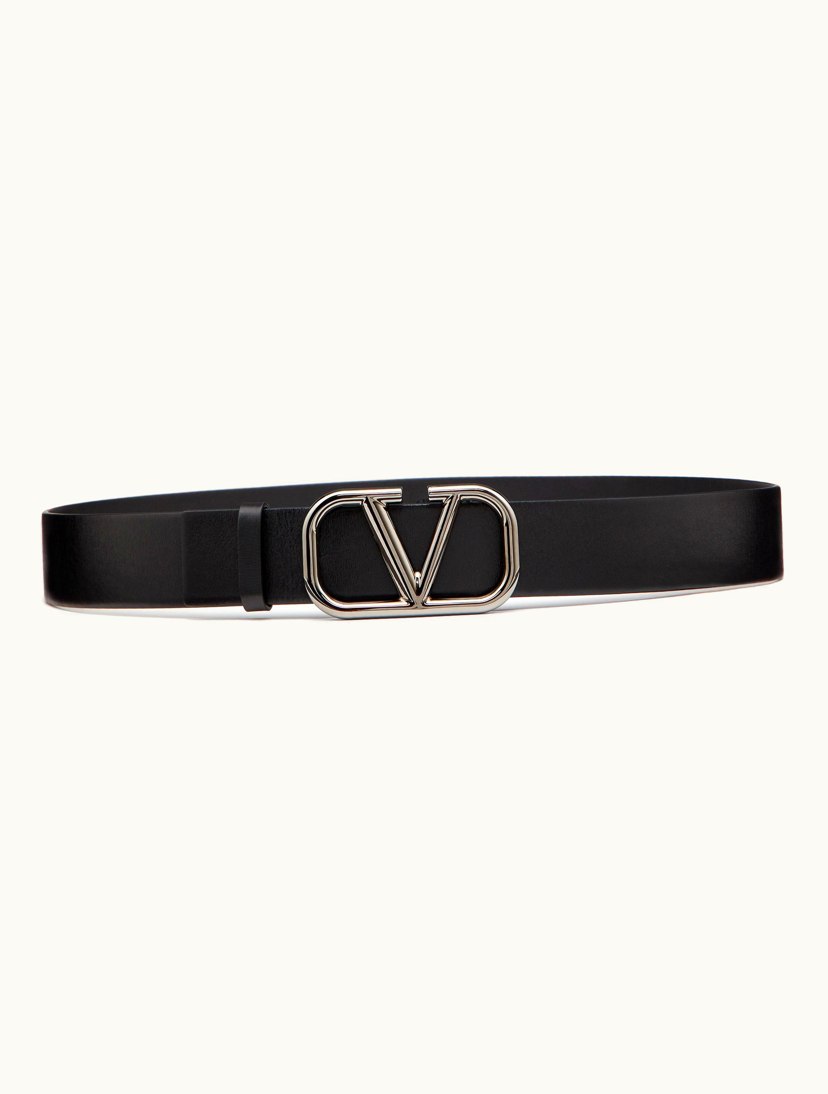 Valentino Valentino Vlogo Signature Calfskin Belt 40 MM For Man In Black BLACK