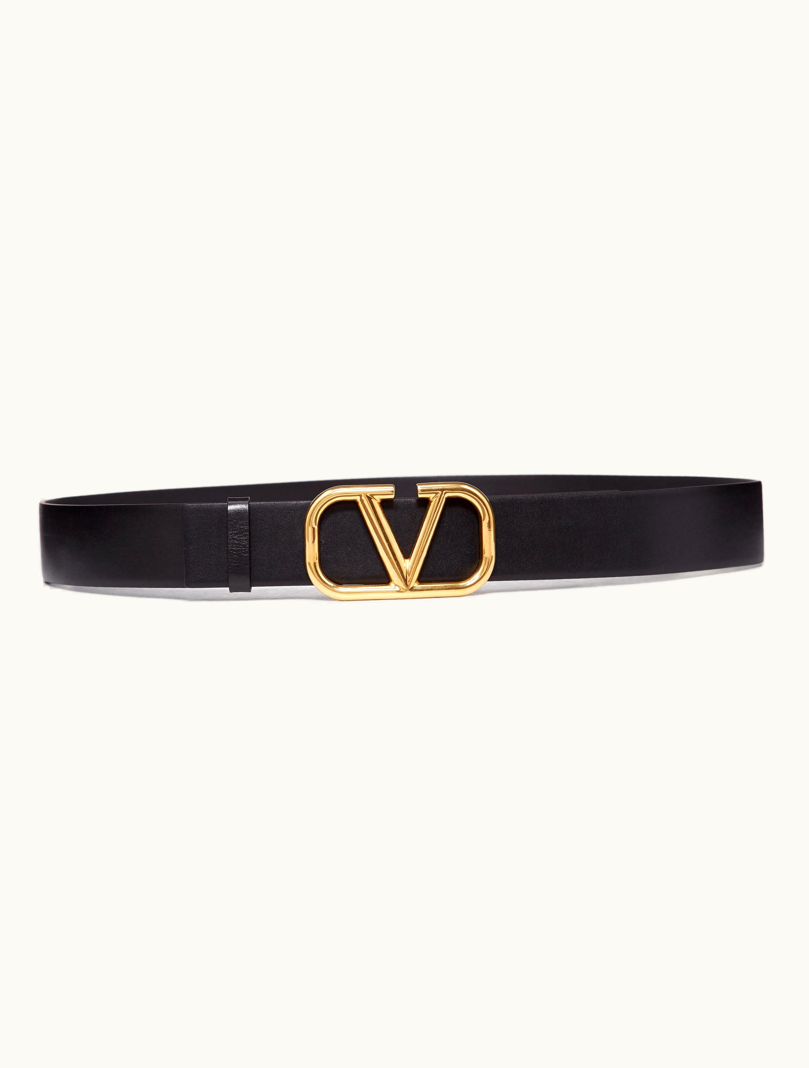 Valentino Valentino Vlogo Signature Calfskin Belt 40 MM For Man In Saddle Brown