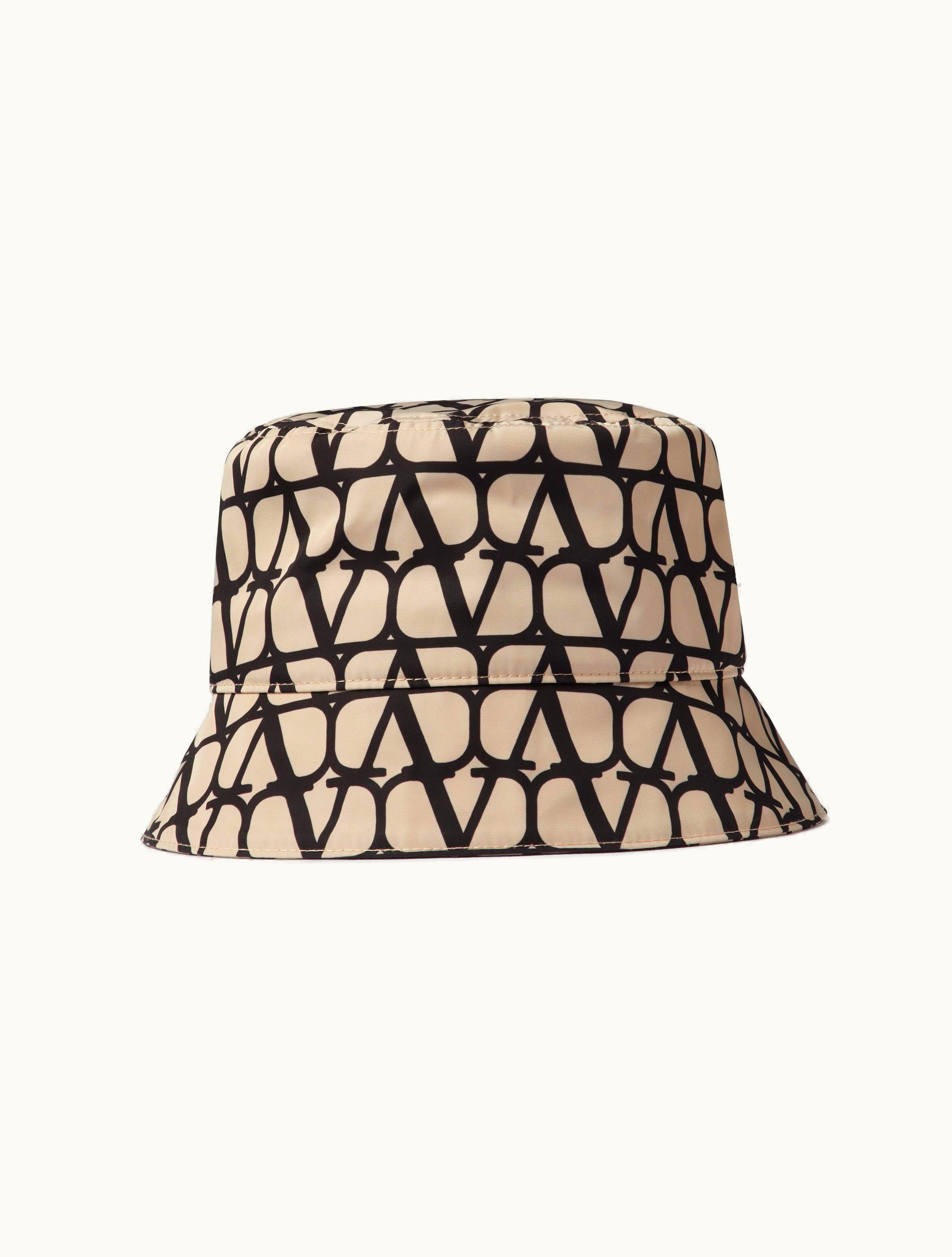 Valentino Toile Iconographe Nylon Bucket Hat For Man In Ebony