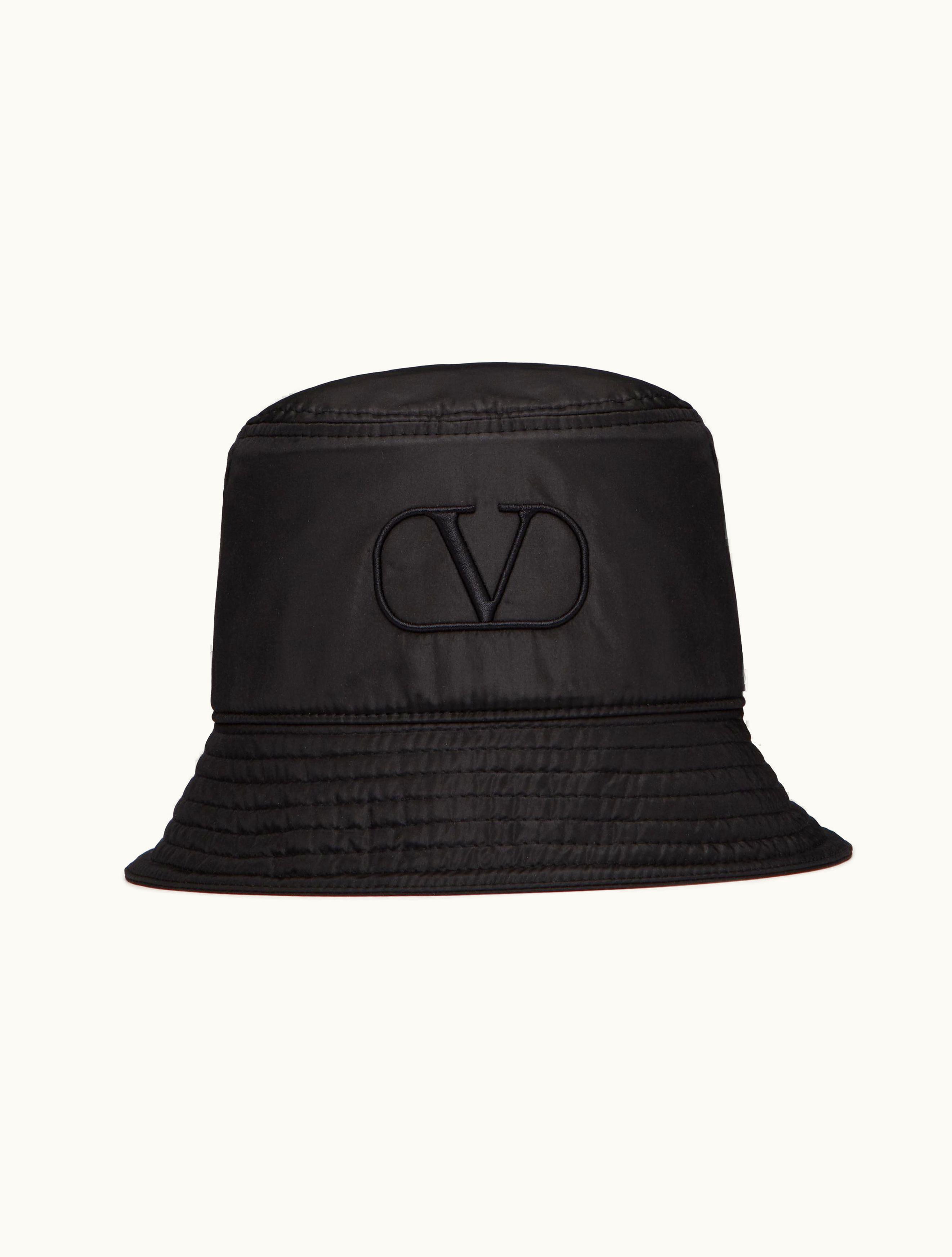 Valentino Vlogo Signature Silk Bucket Hat For Man In Black