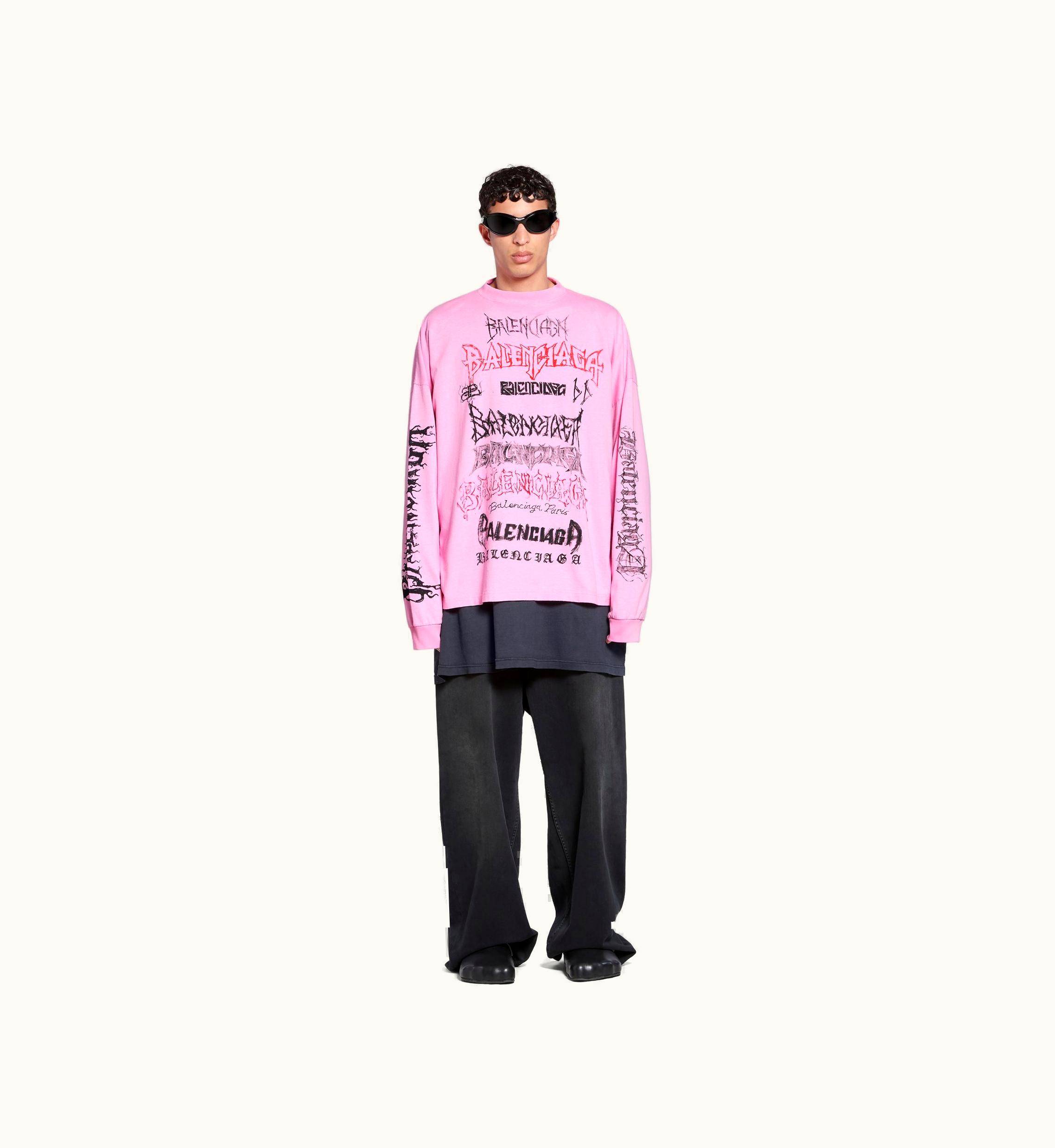 Balenciaga Balenciaga Women's Diy Metal Long Sleeve T-shirt Medium Fit In Pink / Black / Red