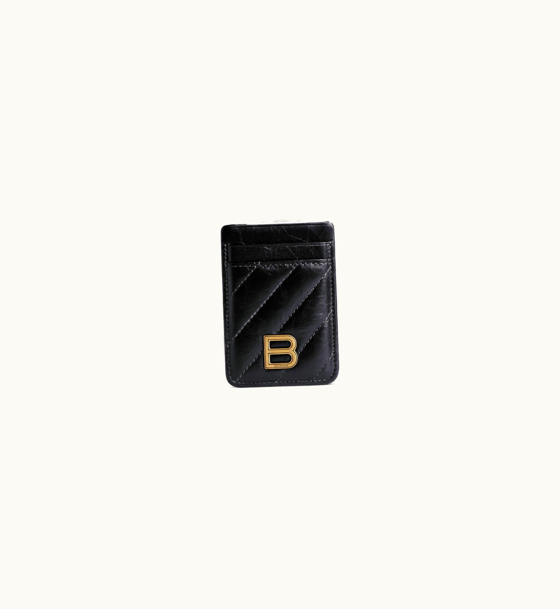 Balenciaga Balenciaga Women's Crush Magnet Card Holder Quilted In Black