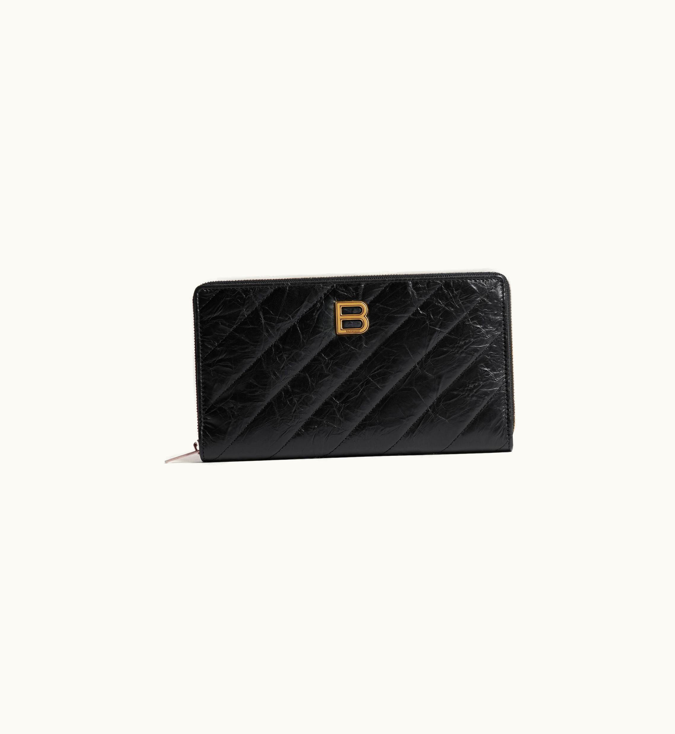 Balenciaga Balenciaga Women's Crush Continental Wallet Quilted In Black