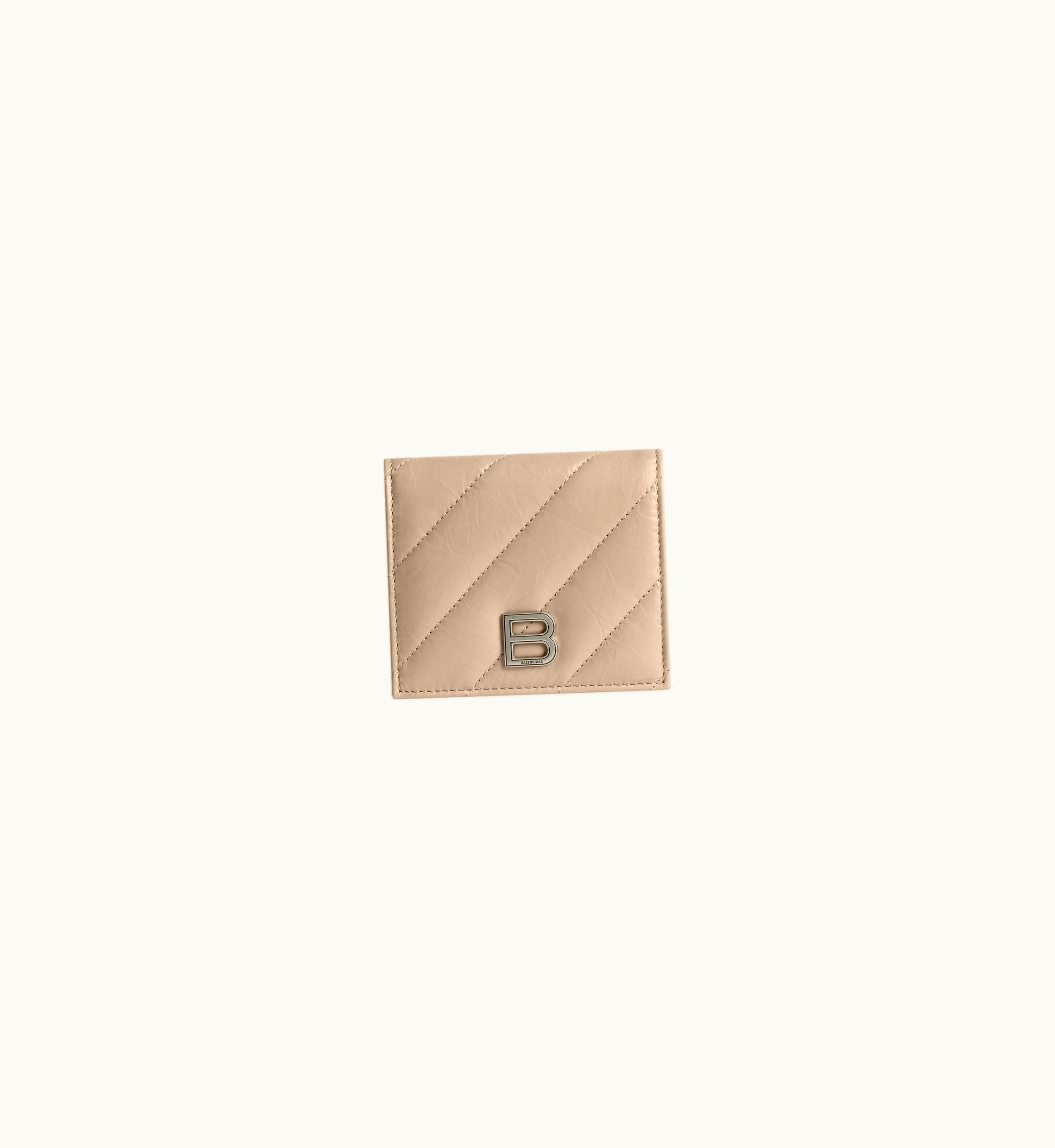 Balenciaga Balenciaga Women's Crush Flap Coin And Card Holder Quilted In Beige