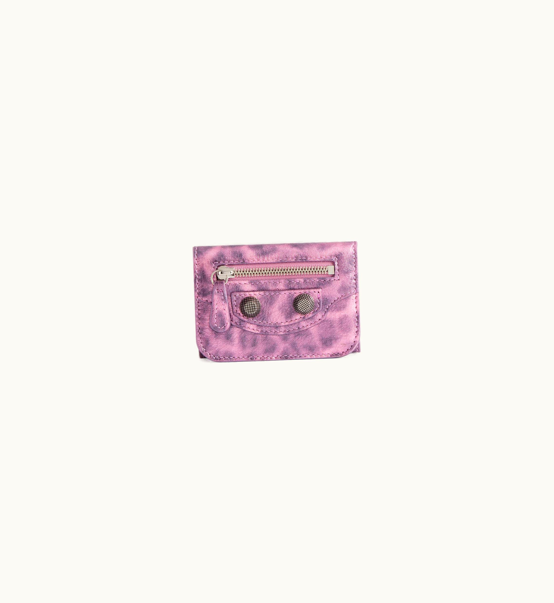 Balenciaga Balenciaga Women's Le Cagole Mini Wallet With Leopard Print In Pink