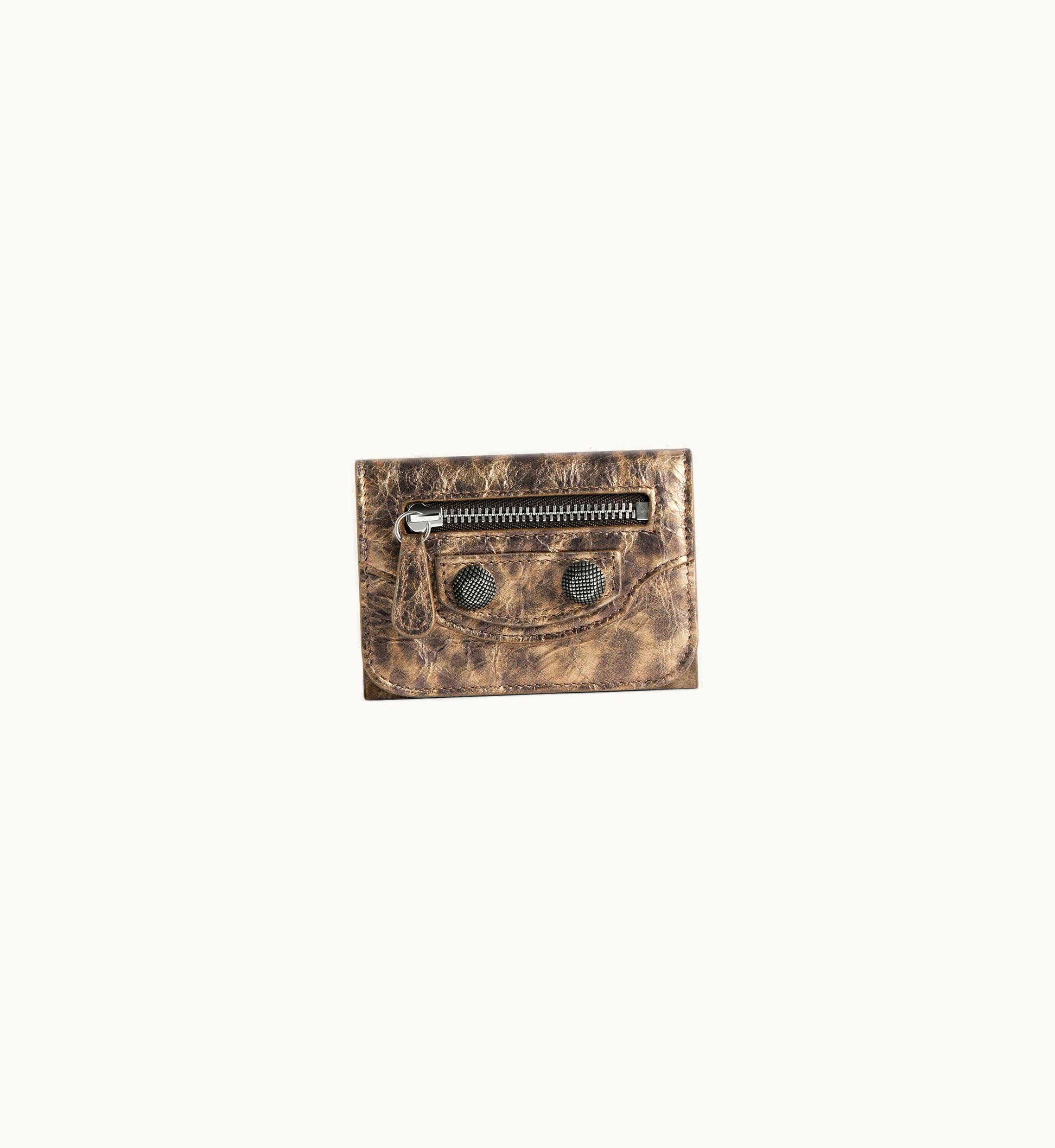 Balenciaga Balenciaga Women's Le Cagole Mini Wallet With Leopard Print In Brown