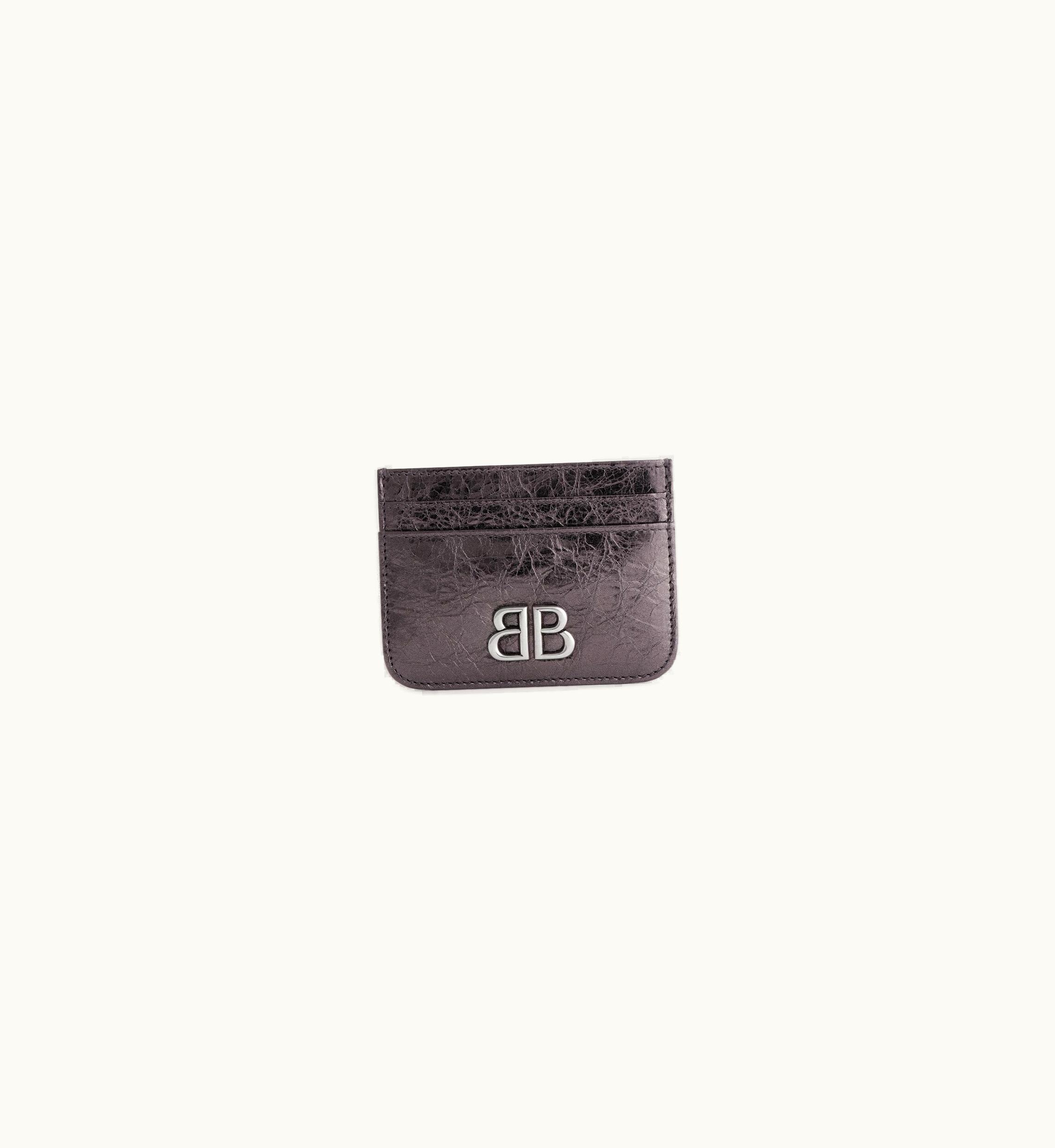 Balenciaga Balenciaga Women's Monaco Card Holder Metallized In Dark Grey