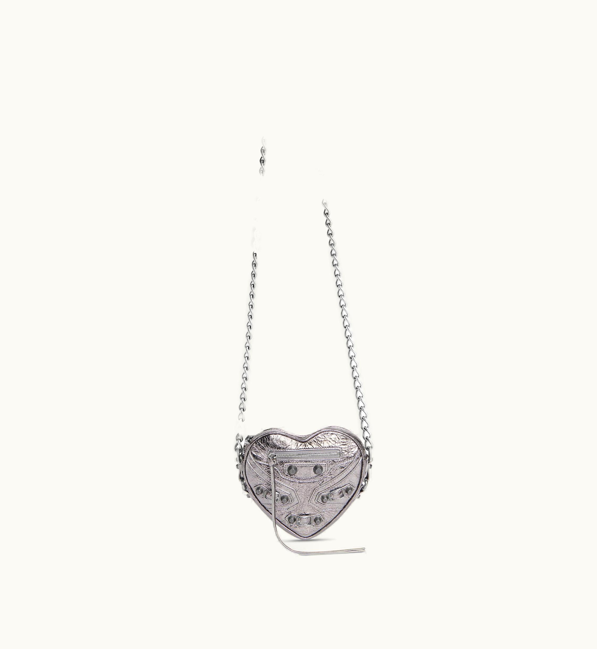 Balenciaga Balenciaga Women's Le Cagole Heart Mini Bag Metallized In Silver