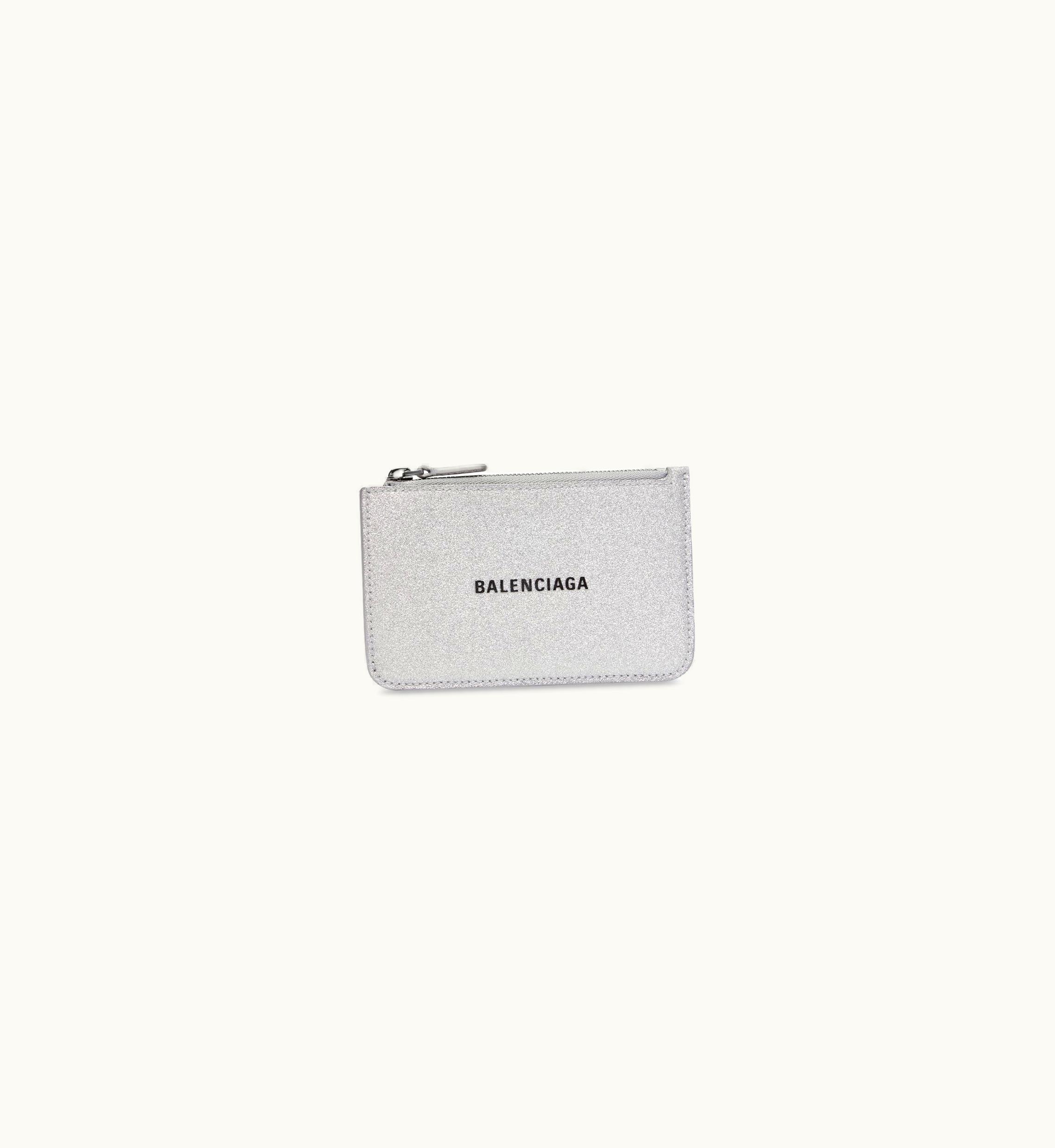 Balenciaga Balenciaga Women's Cash Large Long Coin And Card Holder Sparkling Fabric In Silver