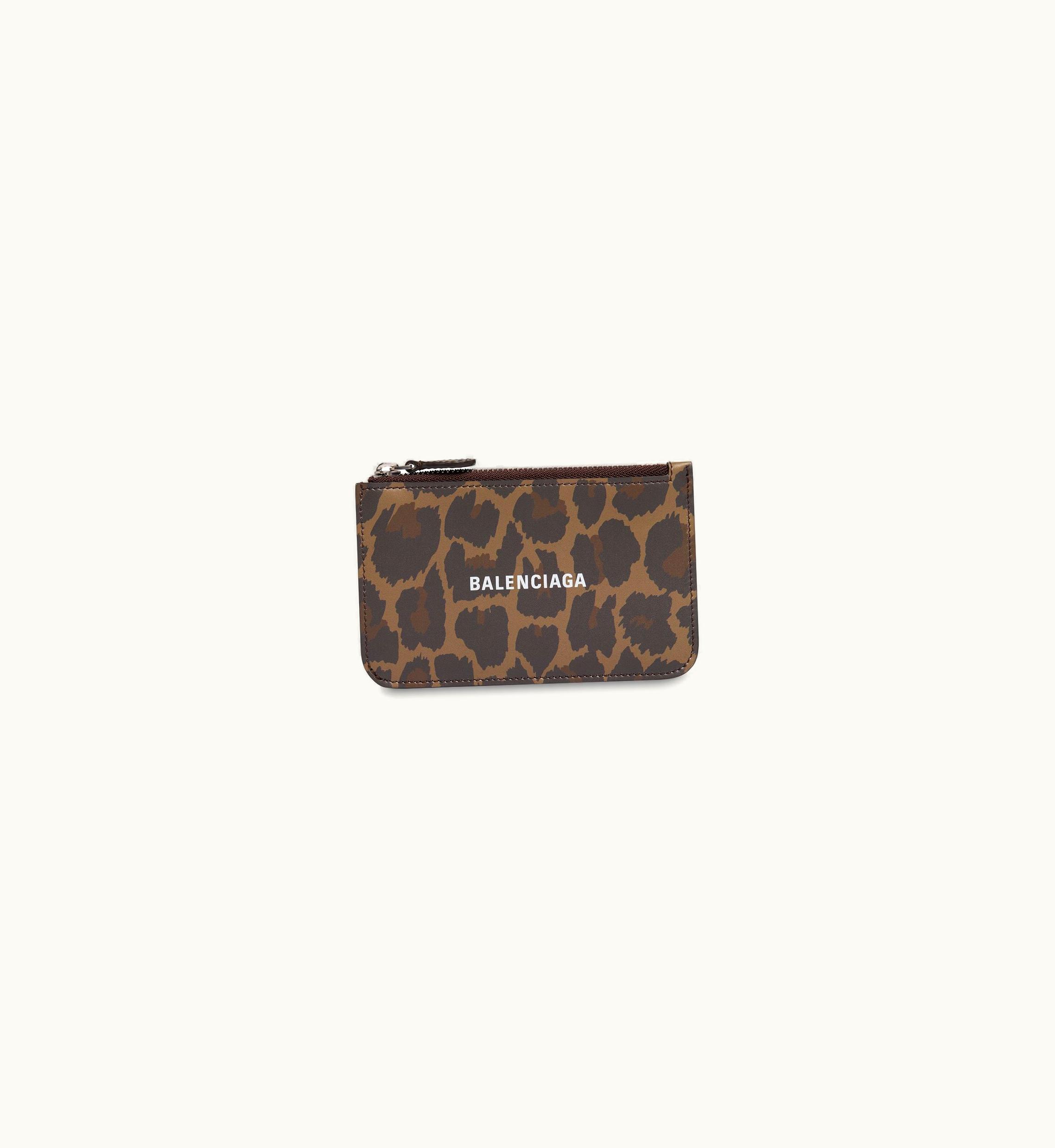 Balenciaga Balenciaga Women's Cash Large Long Coin And Card Holder With Leopard Print In Beige