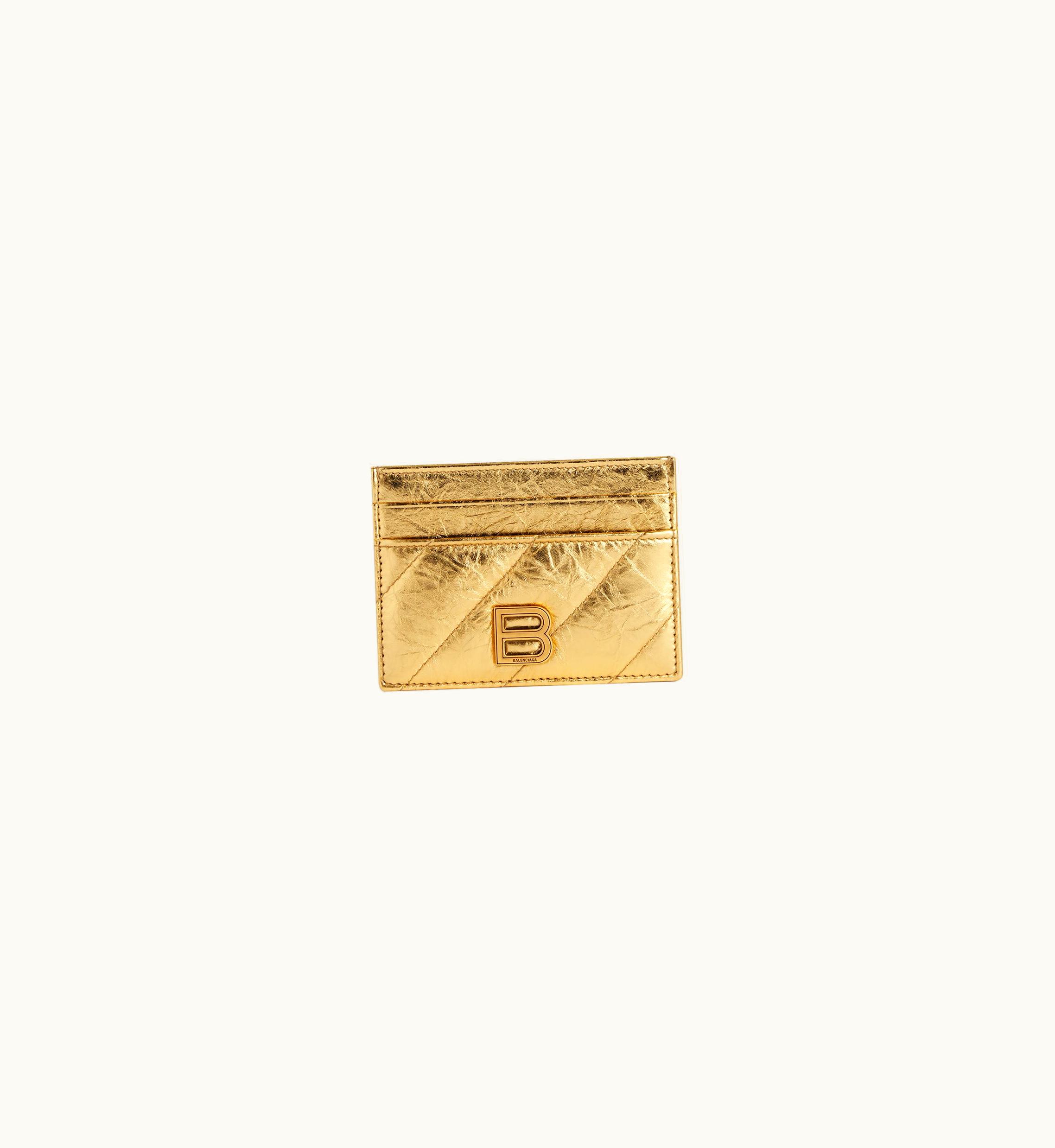 Balenciaga Balenciaga Women's Crush Card Holder Metallized Quilted In Gold