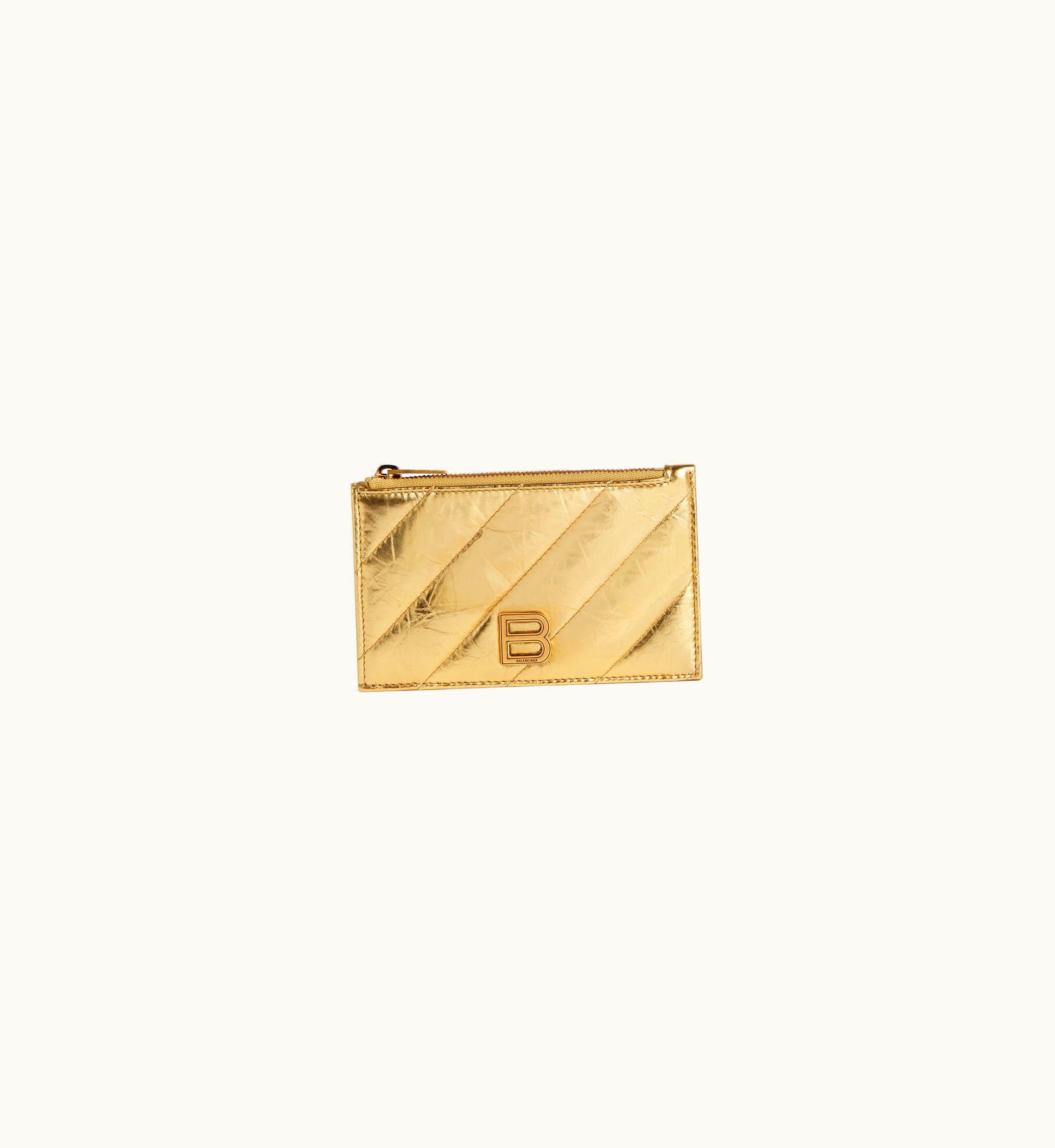 Balenciaga Balenciaga Women's Crush Long Coin And Card Holder Metallized Quilted In Gold