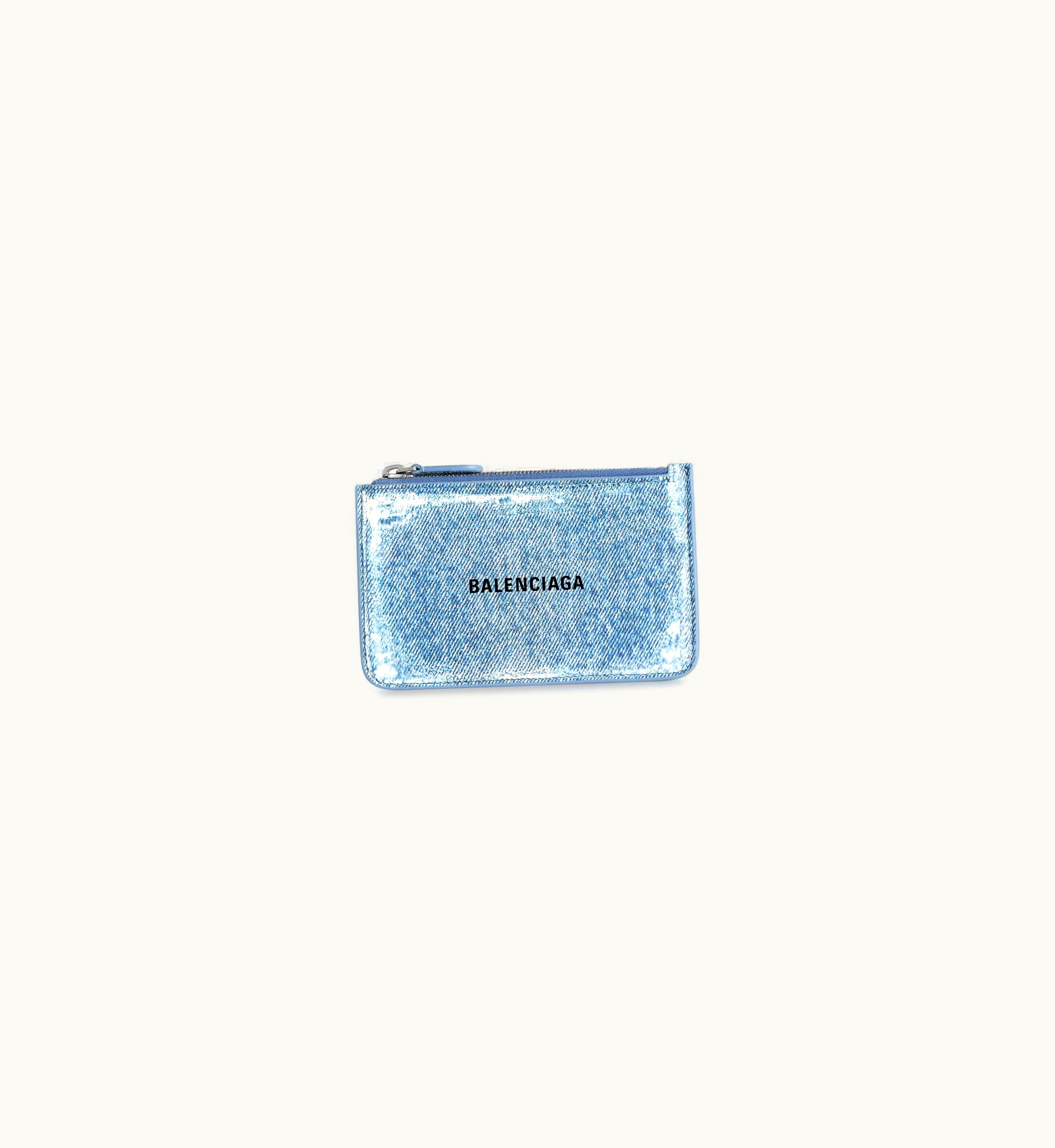 Balenciaga Balenciaga Women's Cash Large Long Coin And Card Holder Denim Print In Blue