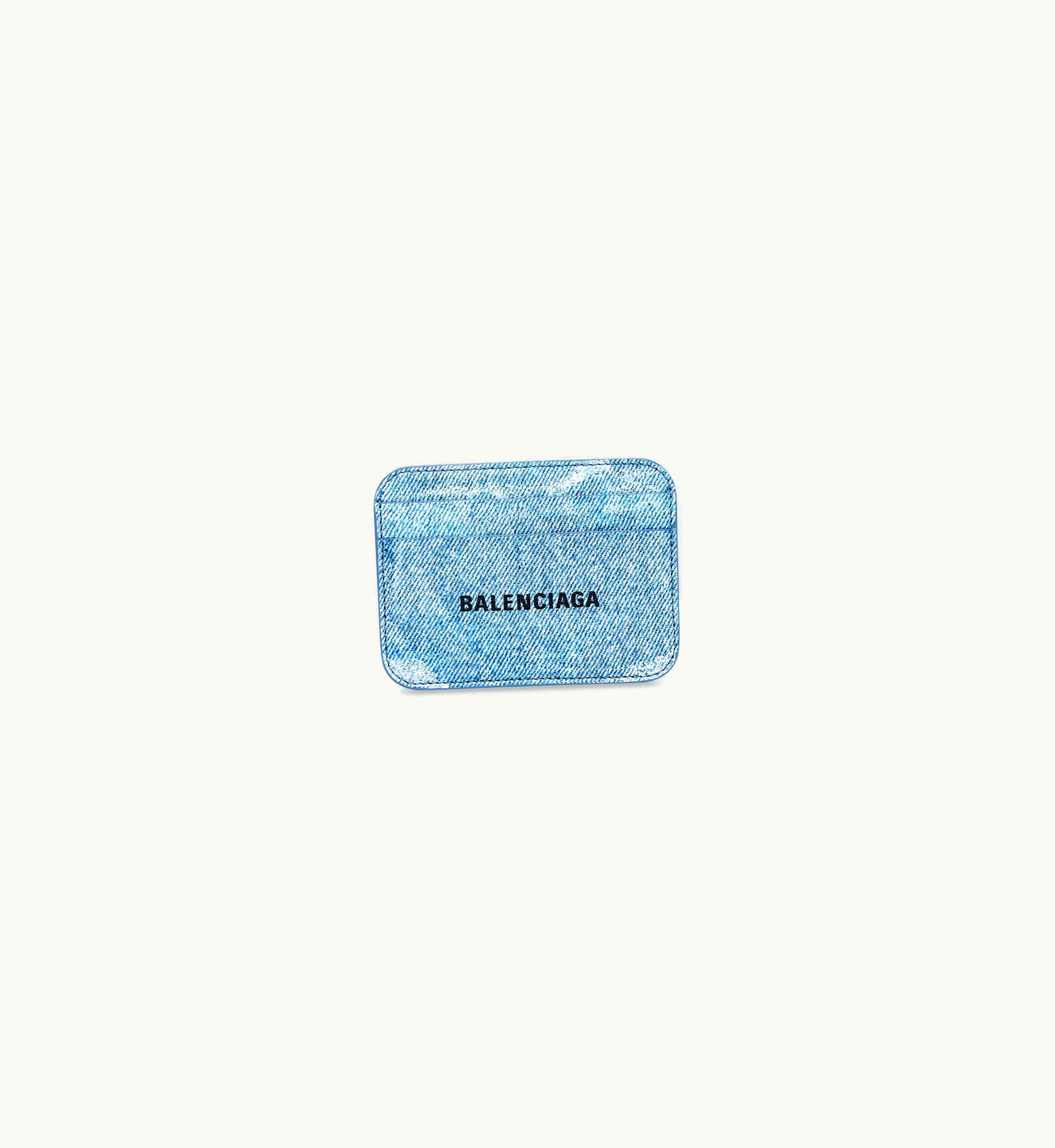 Balenciaga Balenciaga Women's Cash Card Holder Denim Print In Blue