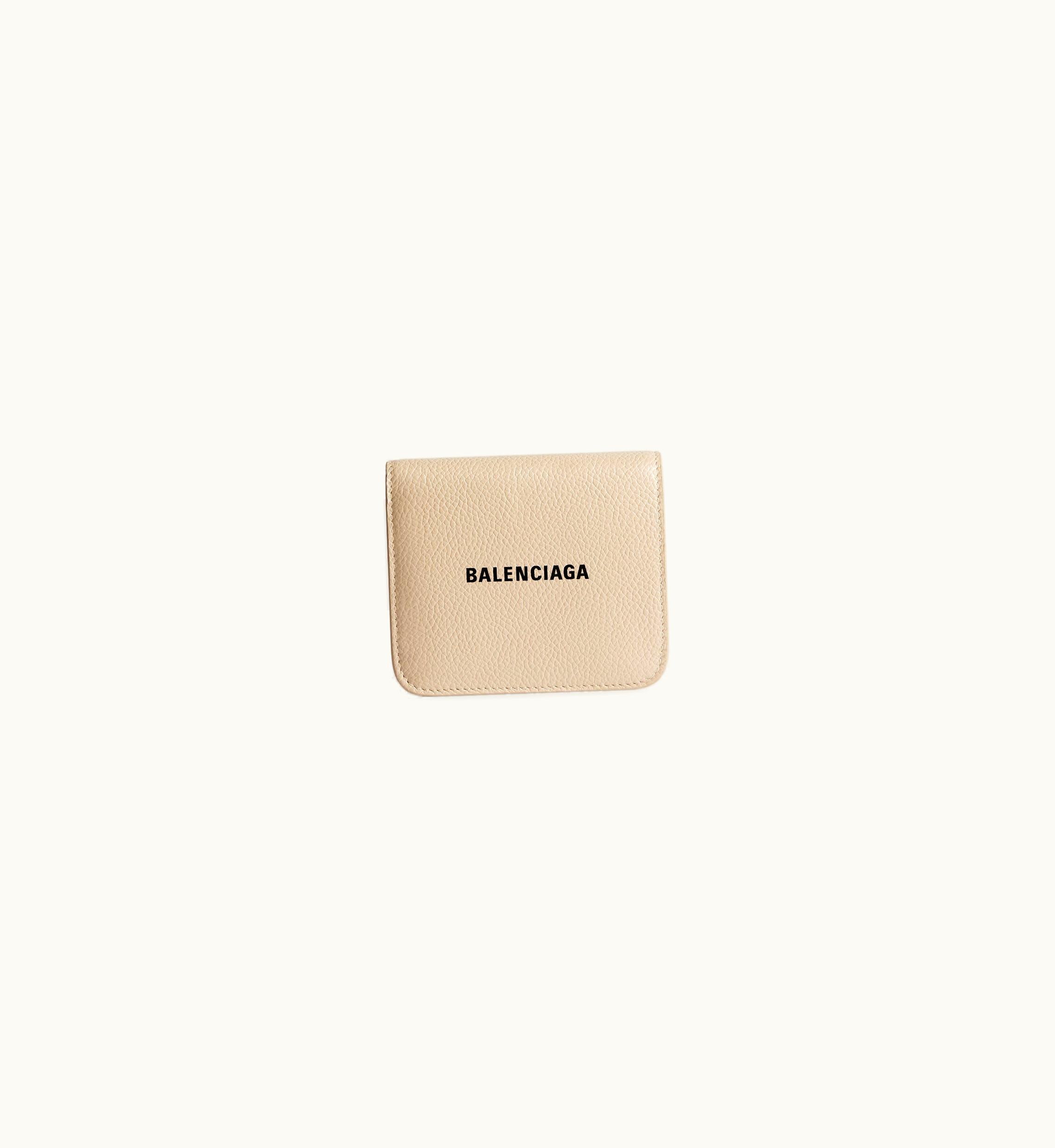 Balenciaga Balenciaga Women's Cash Flap Coin And Card Holder In Beige / Black