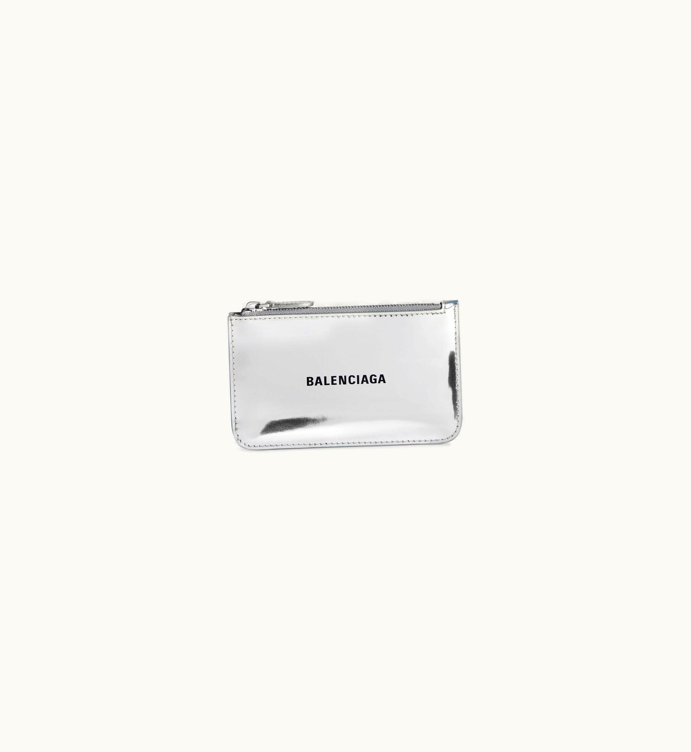 Balenciaga Balenciaga Women's Cash Large Long Coin And Card Holder Mirror Effect In Silver