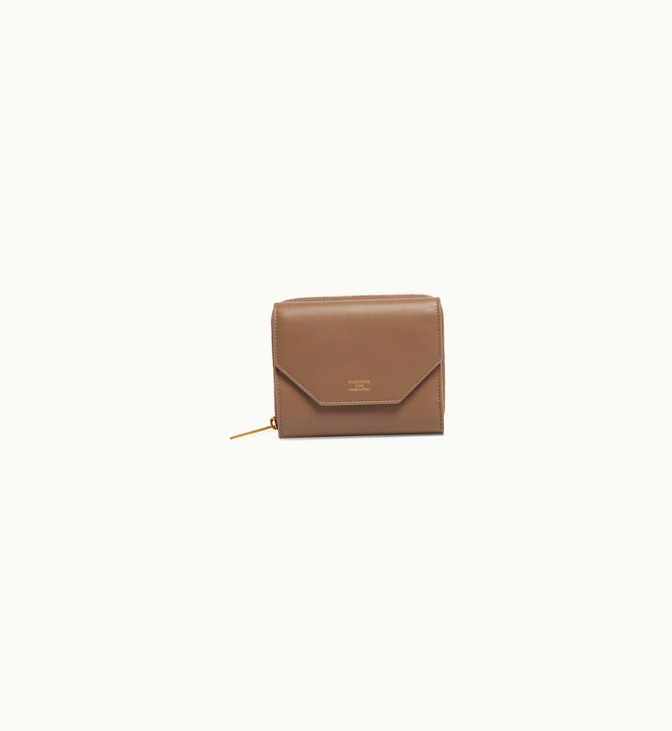 Balenciaga Balenciaga Women's Envelope Compact Wallet With Flap In Light Brown