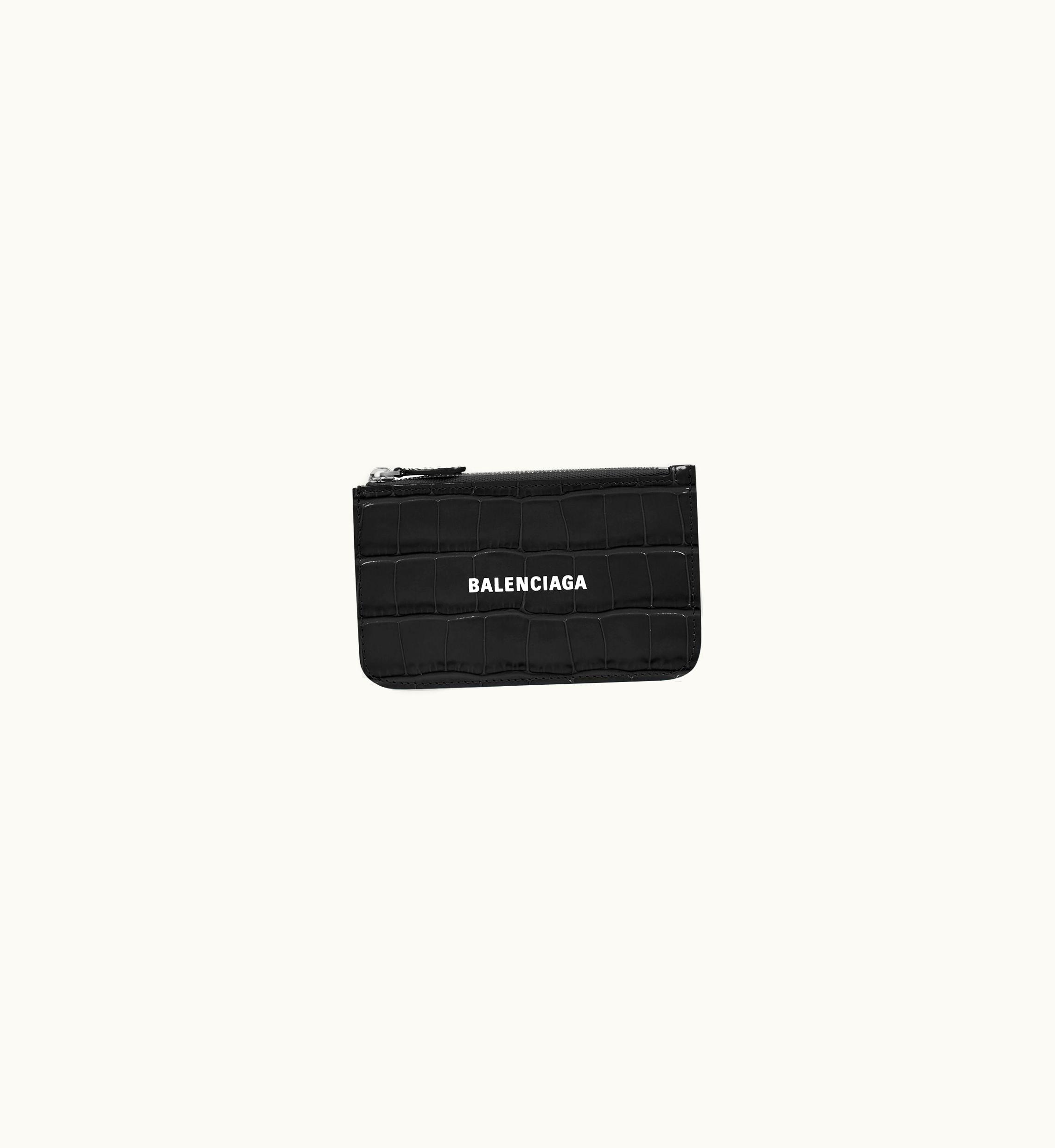 Balenciaga Balenciaga Cash Large Long Coin And Card Holder Crocodile Embossed In Black