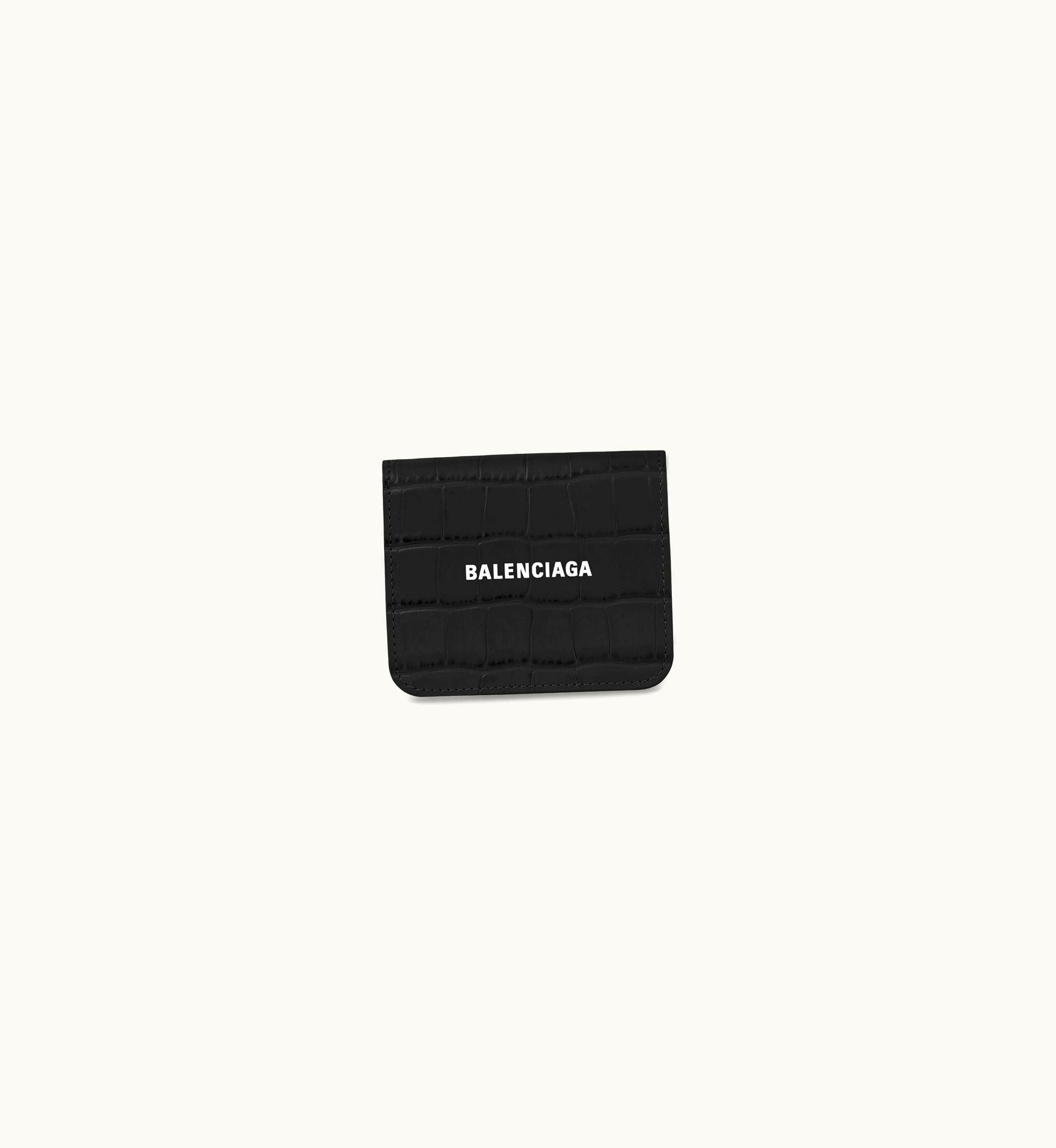 Balenciaga Balenciaga Men's Cash Flap Coin And Card Holder In Black
