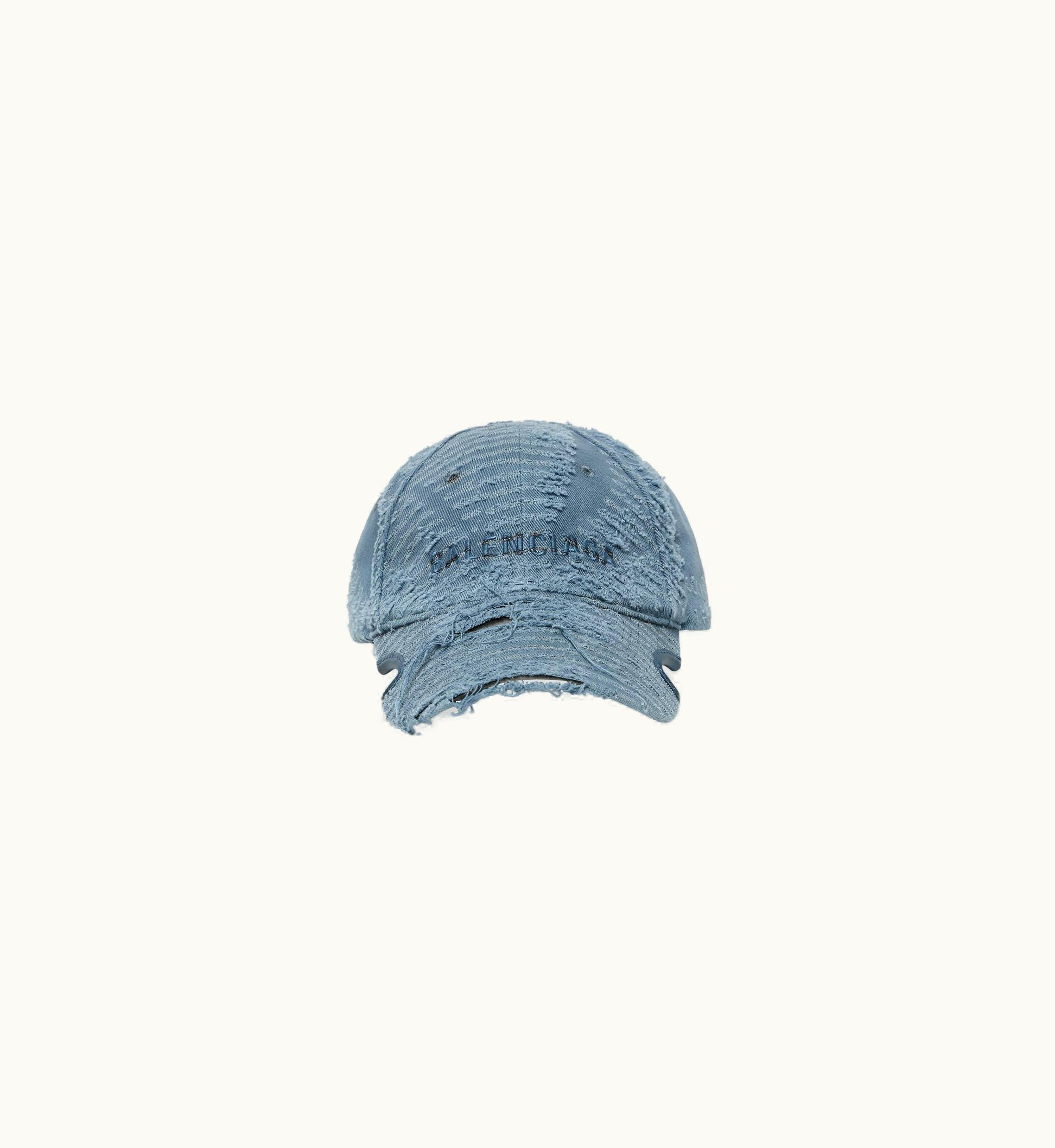 Balenciaga Balenciaga Laser Destroyed Cap In Faded Blue