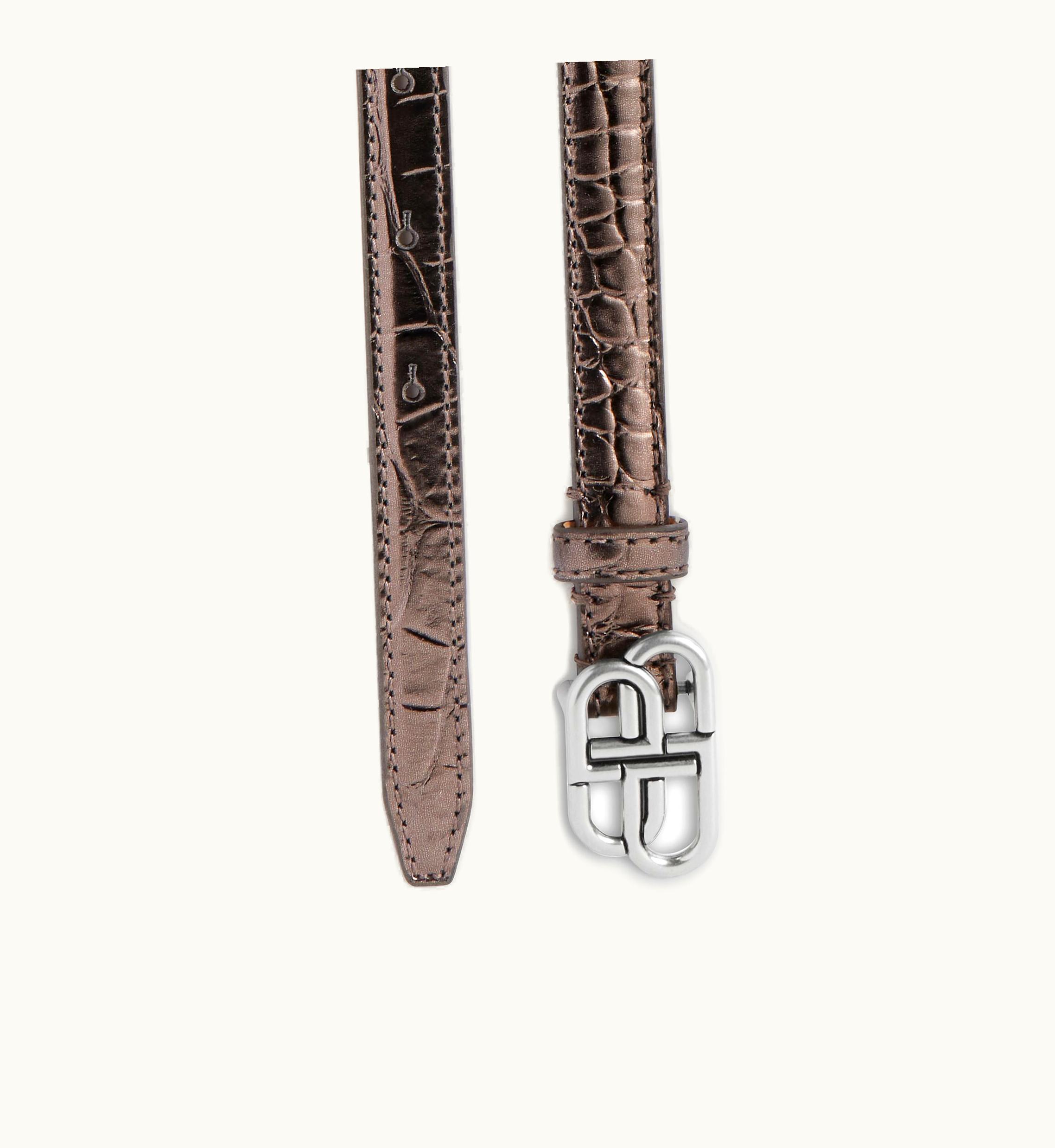 Balenciaga Balenciaga Women's BB Super Thin Belt Metallized Crocodile Embossed In Bronze