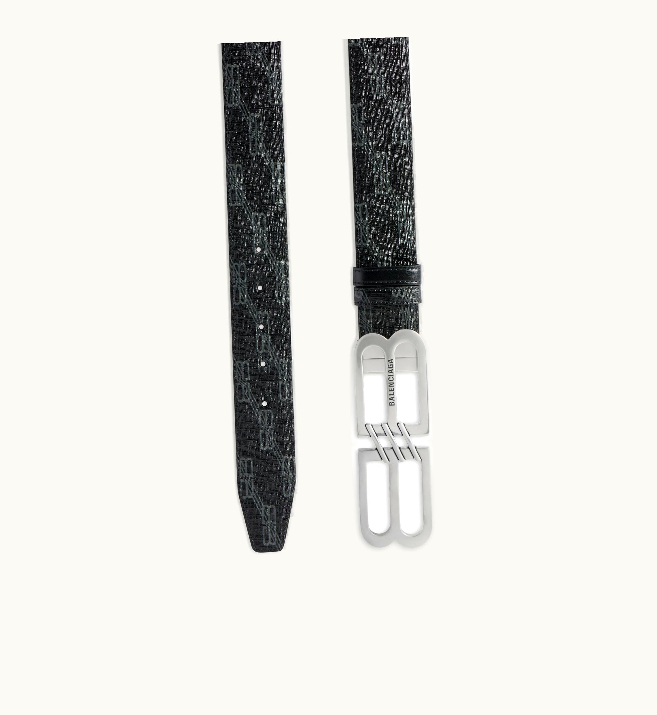 Balenciaga Balenciaga Men's Reversible BB Monogram Belt In Black