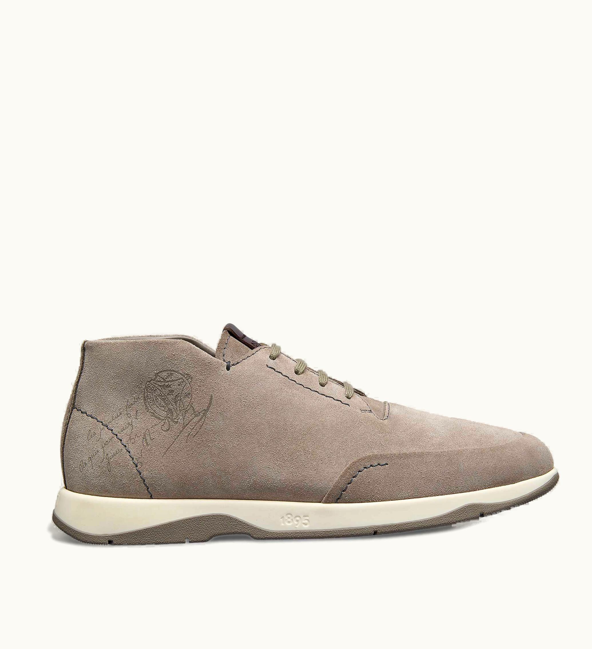 Berluti Berluti Échappée Scritto Suede Mid Top Derby Grey