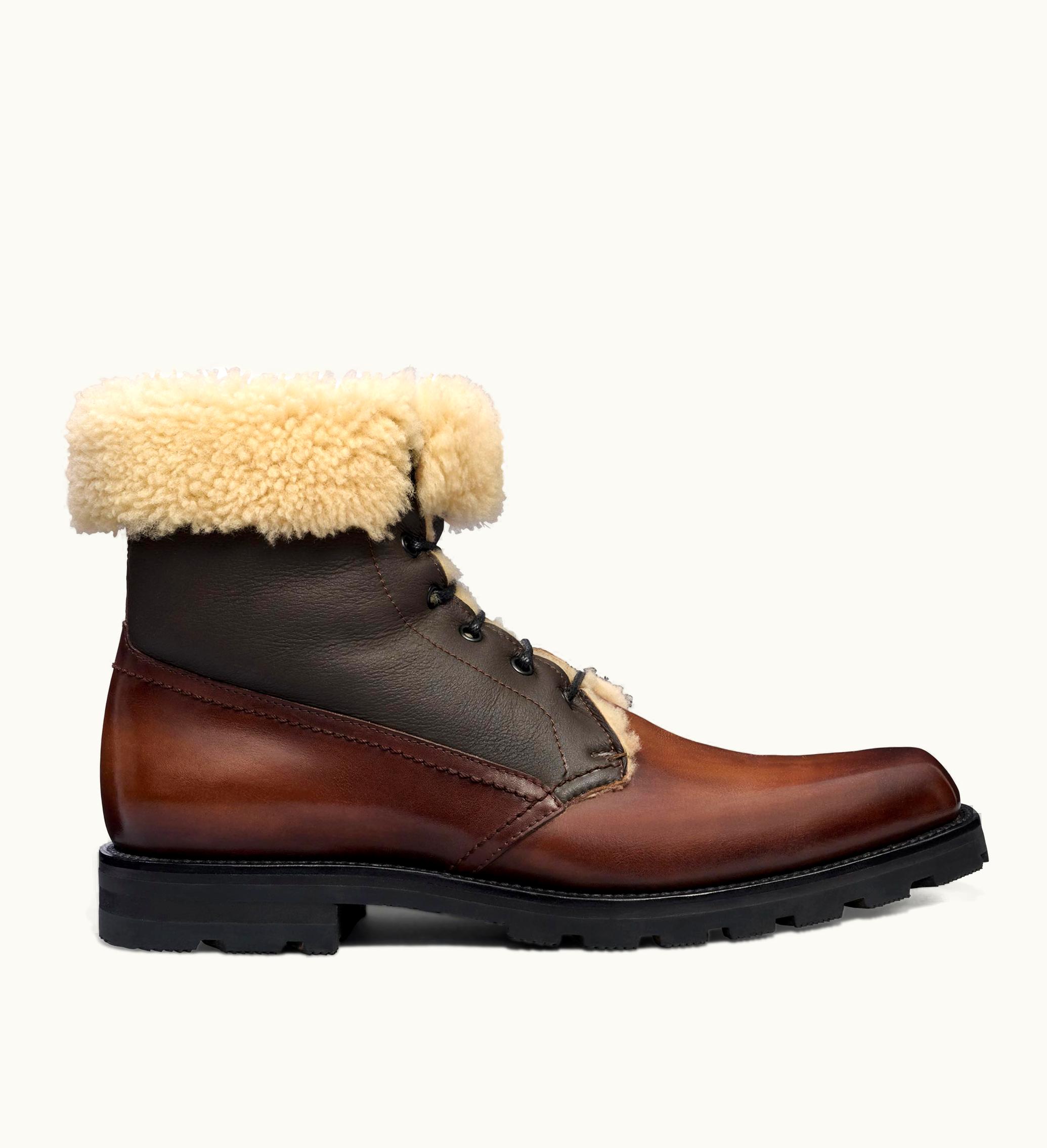 Berluti Berluti Ultima Shearling And Leather Boot Cacao Intenso