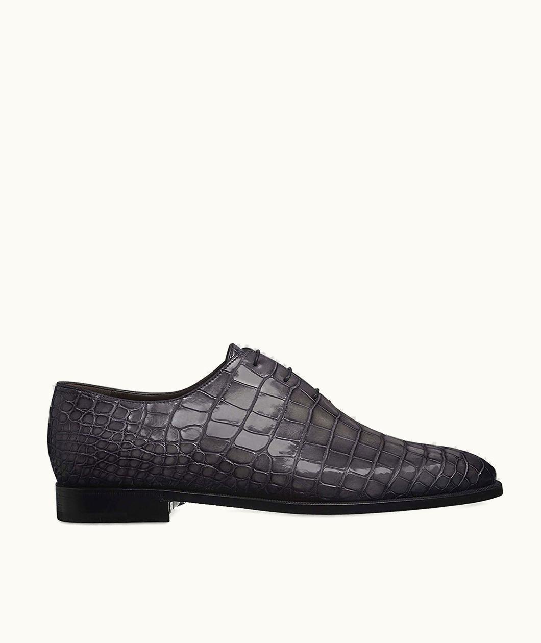 Berluti Berluti Alessandro Démesure Alligator Leather Oxford Light Grey