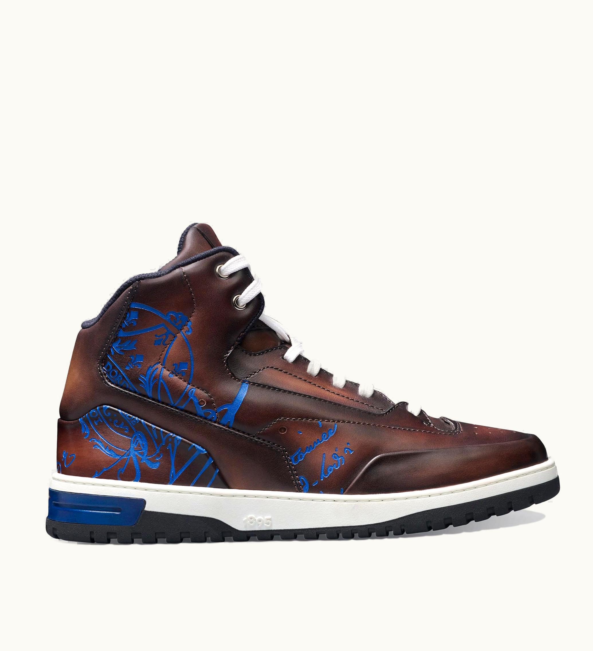 Berluti Berluti Playoff Scritto Leather Sneaker Marrone Intenso+blu