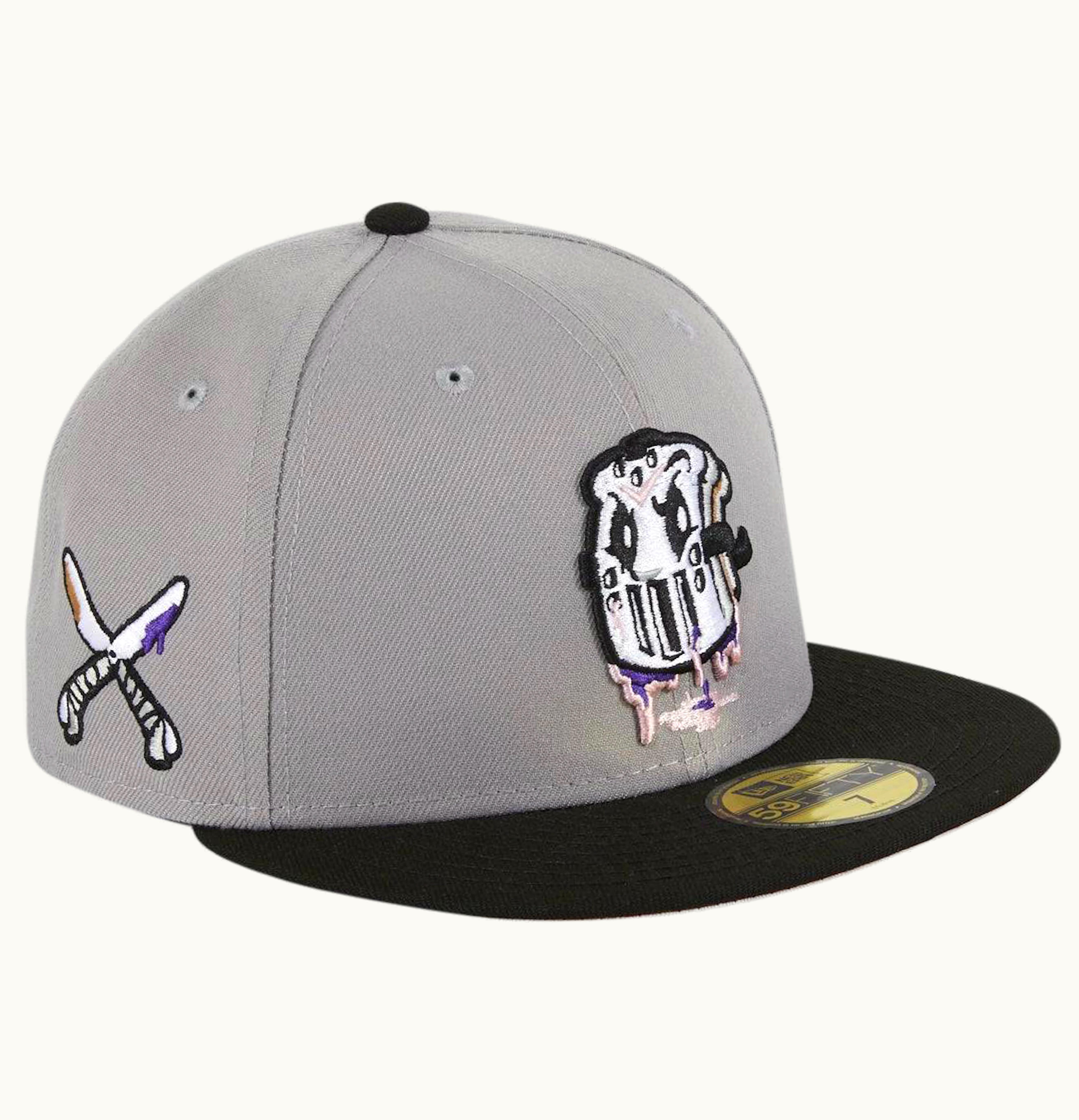 New Era New Era PBJ Anthropomorphic Mask Fuji Hat Club Exclusive 59Fifty Fitted Hat Grey Black
