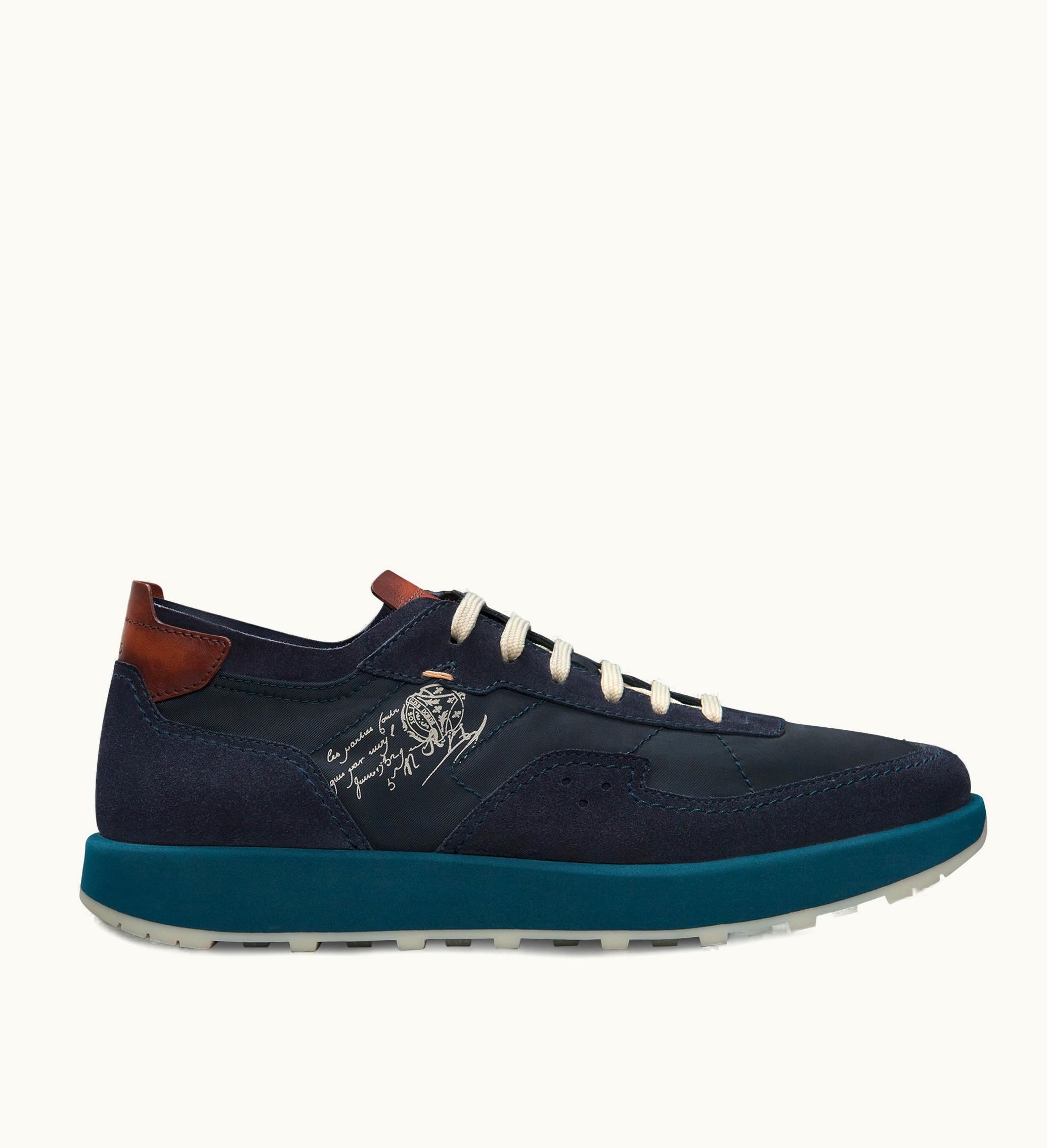 Berluti Berluti Light Track Suede Calf Leather And Nylon Sneaker Navy