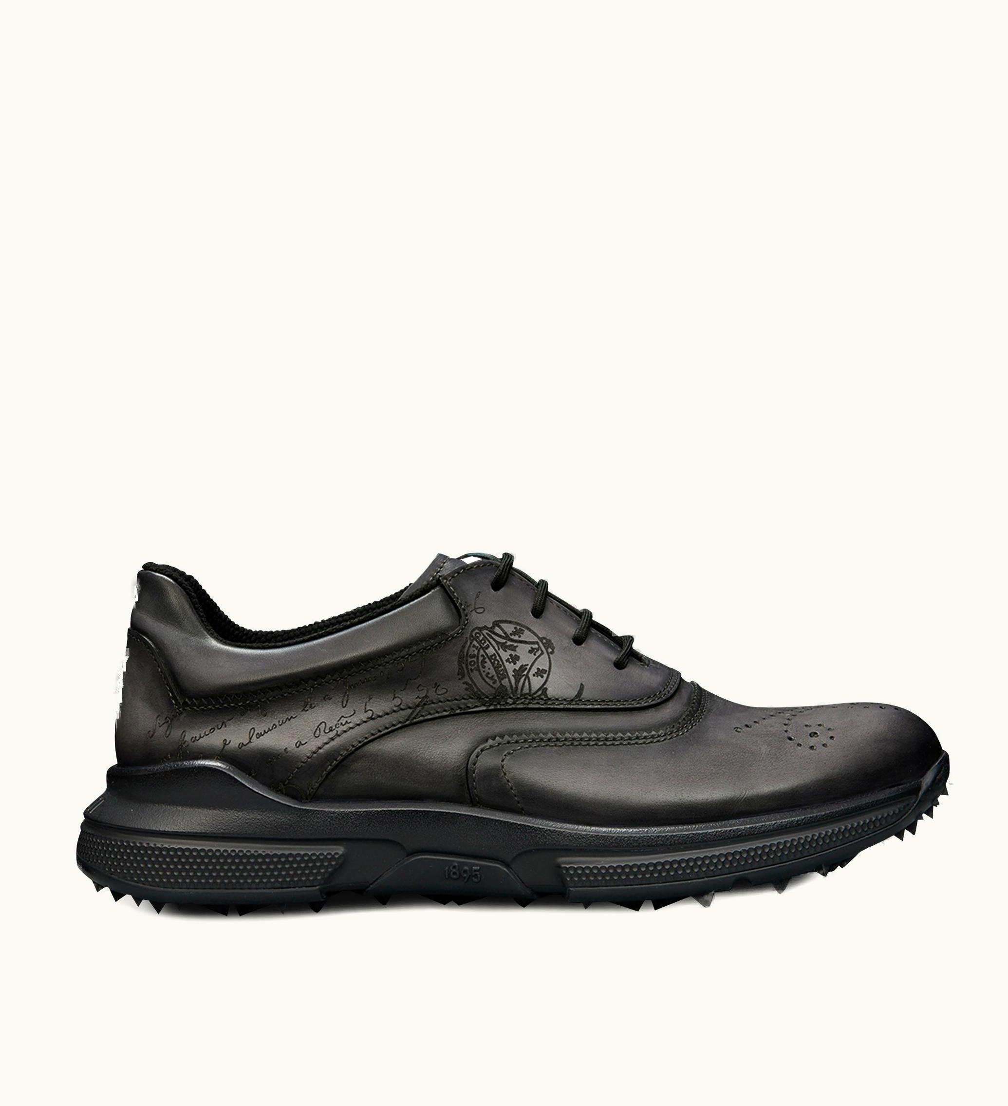 Berluti Berluti Swing Scritto Leather Golf Shoe Nero Grigio